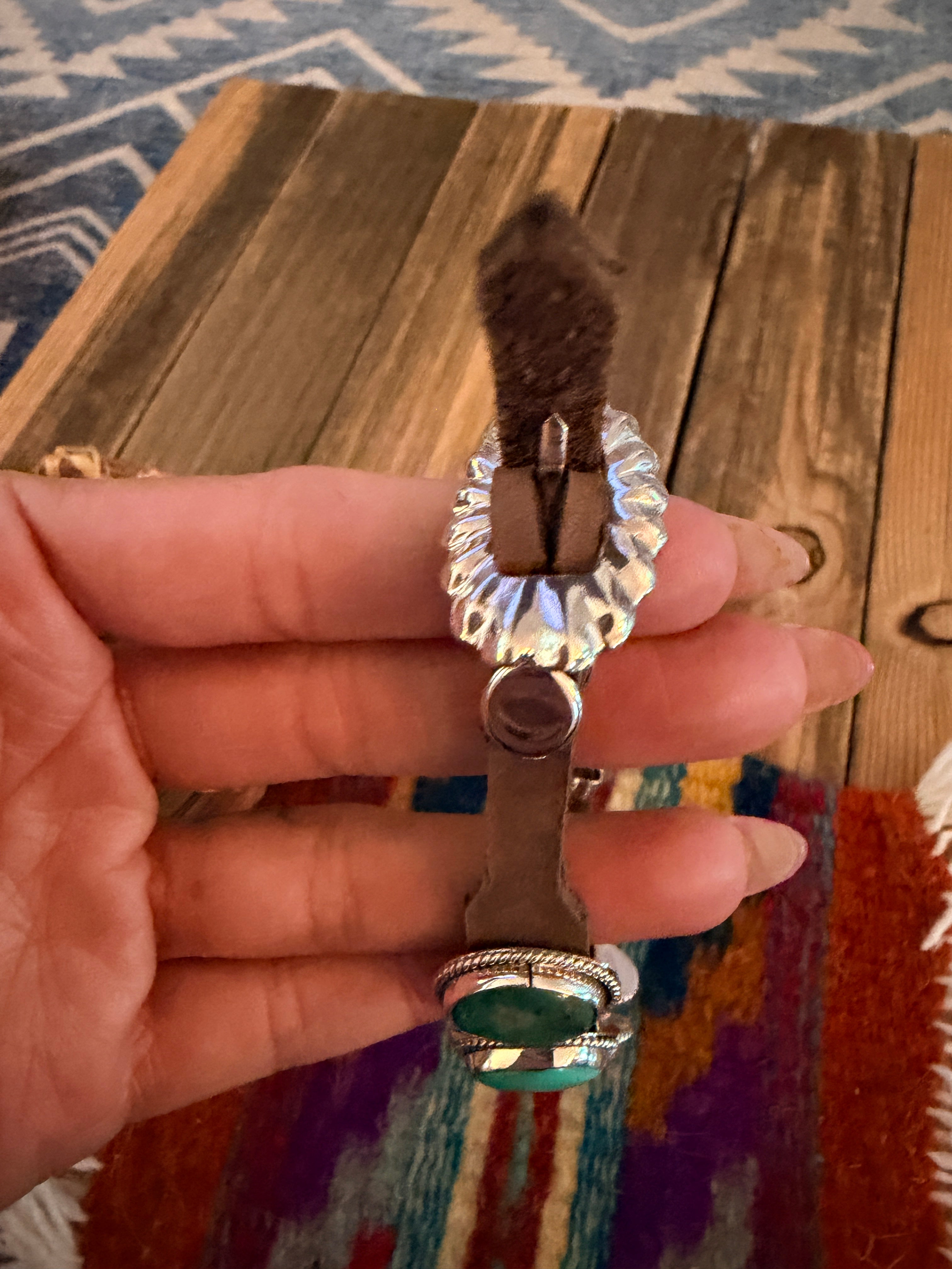 Handcrafted Multi Turquoise & Sterling Silver Leather Bracelet
