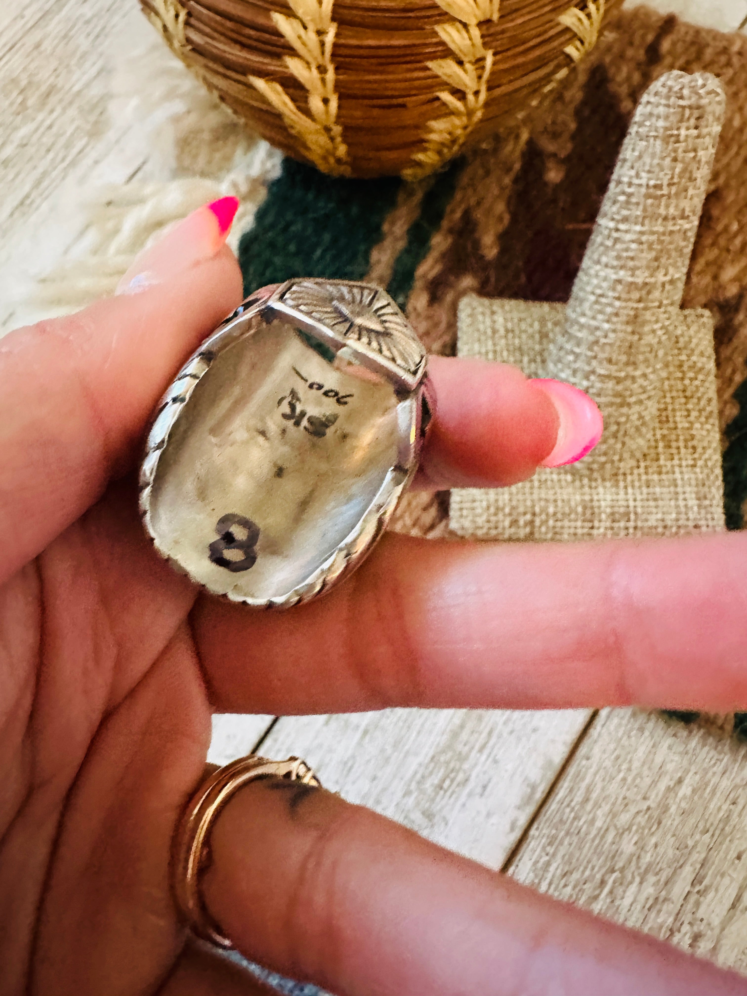 Old Pawn Handcrafted Sterling Silver & Lapis Men’s Ring Size 8