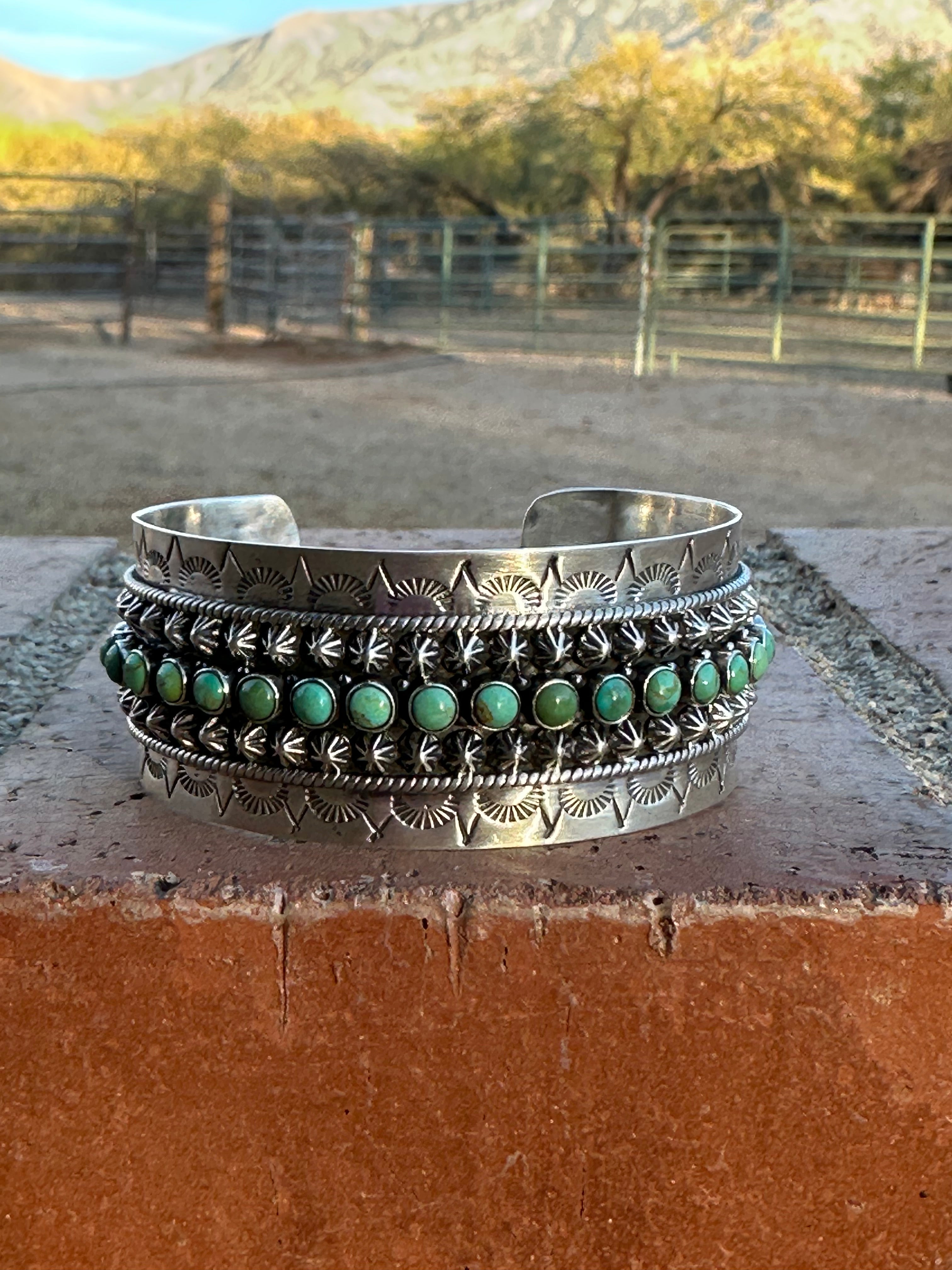 “The Dream” Handmade Sterling Silver & Royston Turquoise  Cuff Bracelet