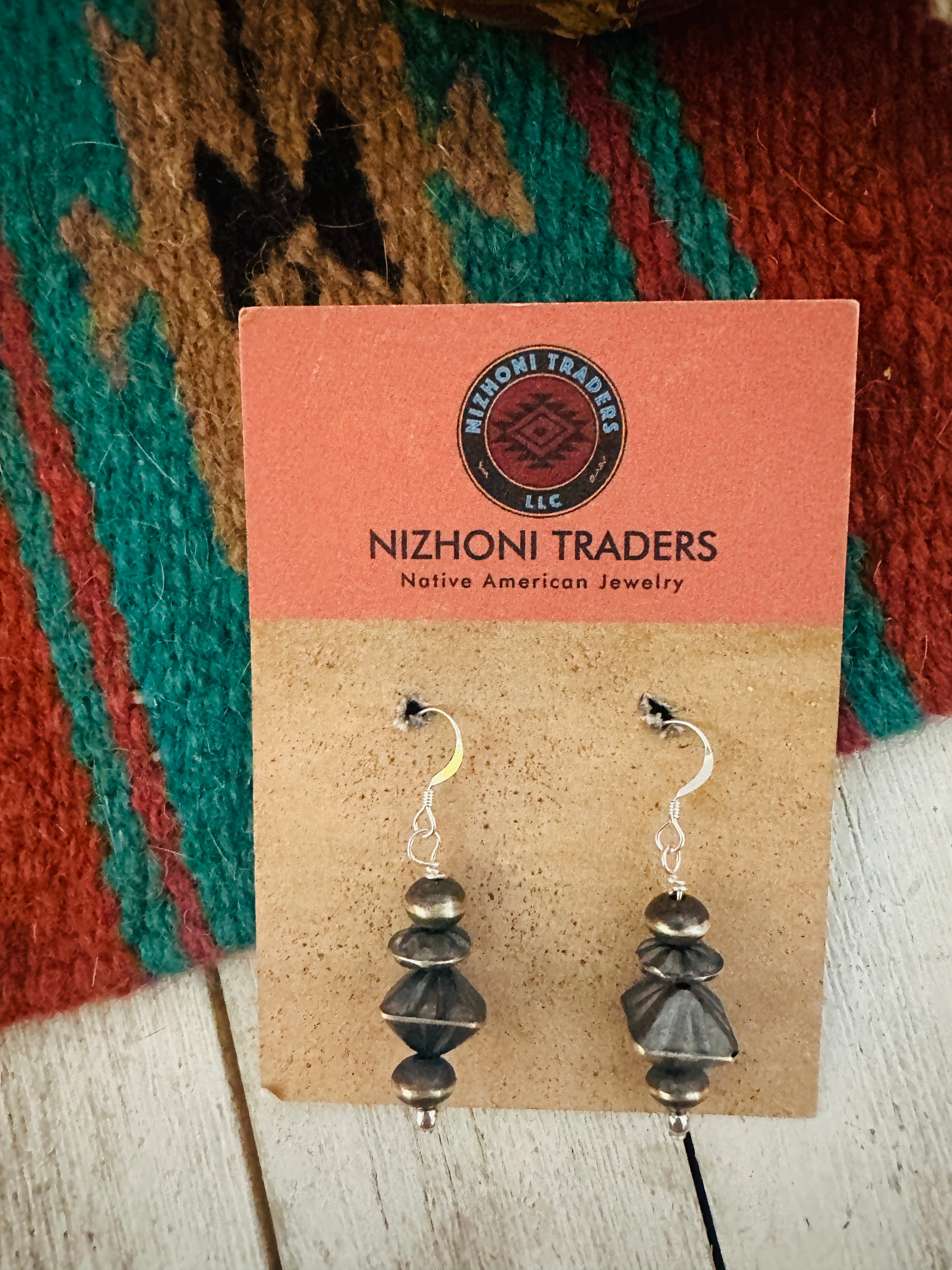 Navajo Sterling Silver Beaded Dangle Earrings