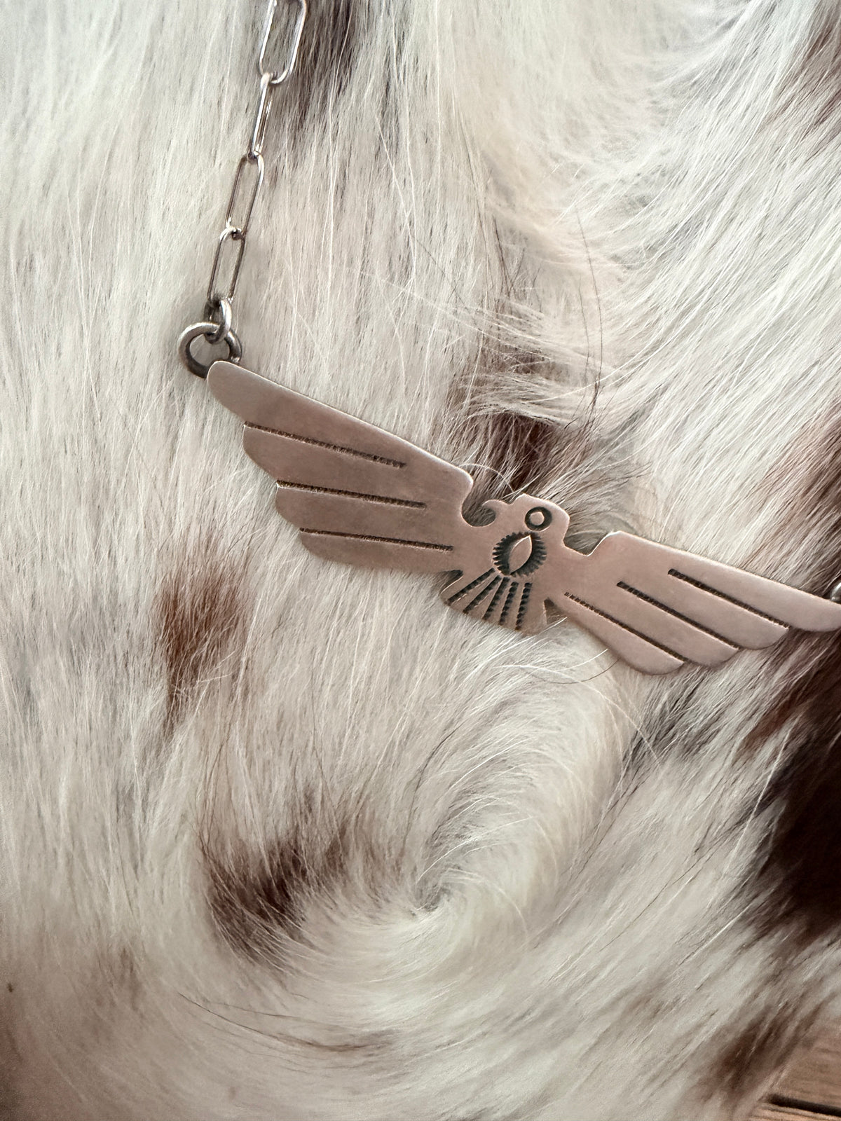 Handcrafted Sterling Silver Thunderbird Necklace by Charles Johnson