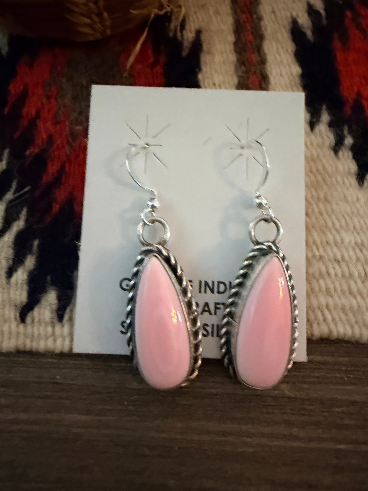 Handcrafted Queen Pink Conch & Sterling Silver Dangle Earrings