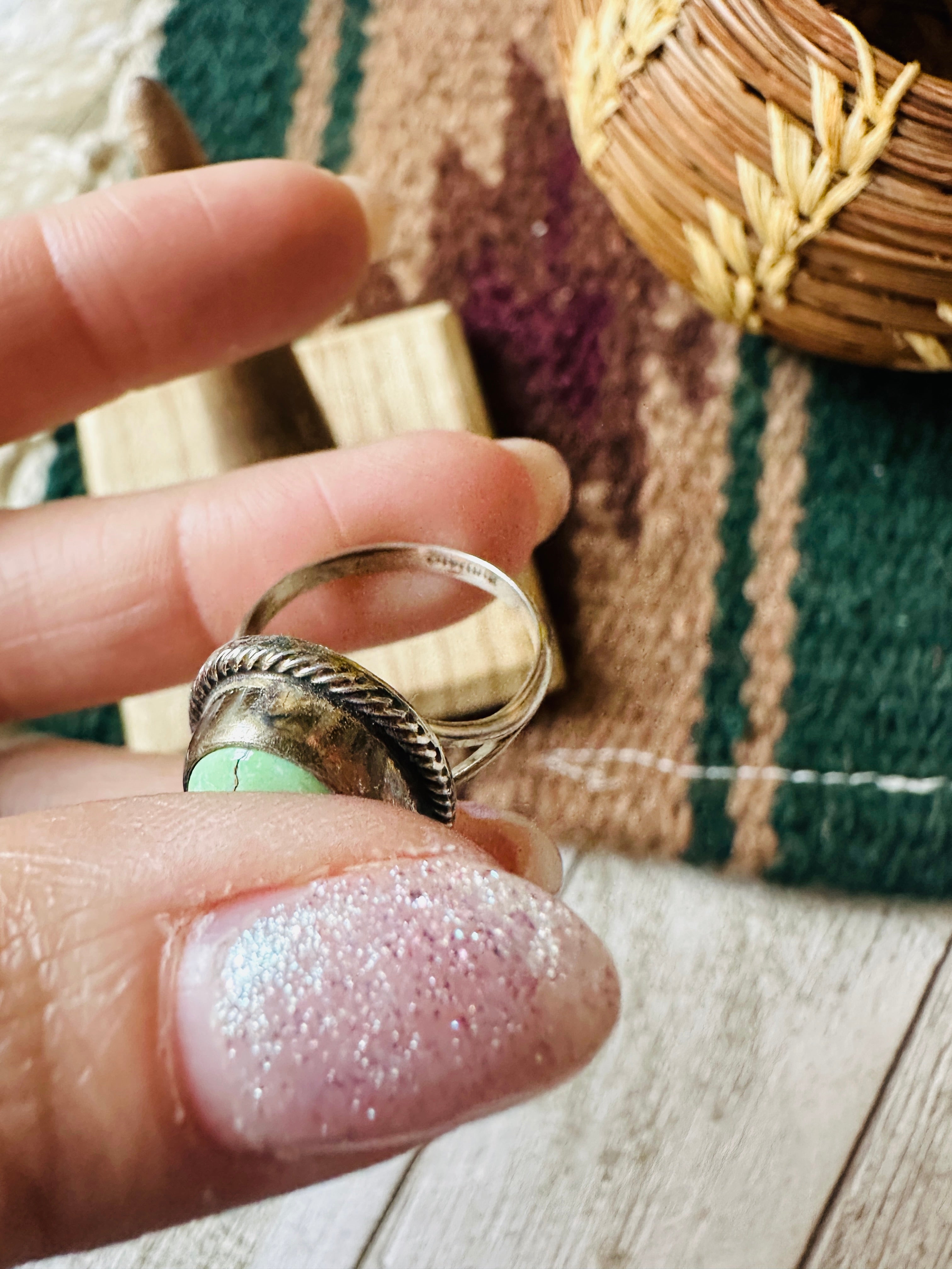 Navajo Turquoise & Sterling Silver Ring Size 6