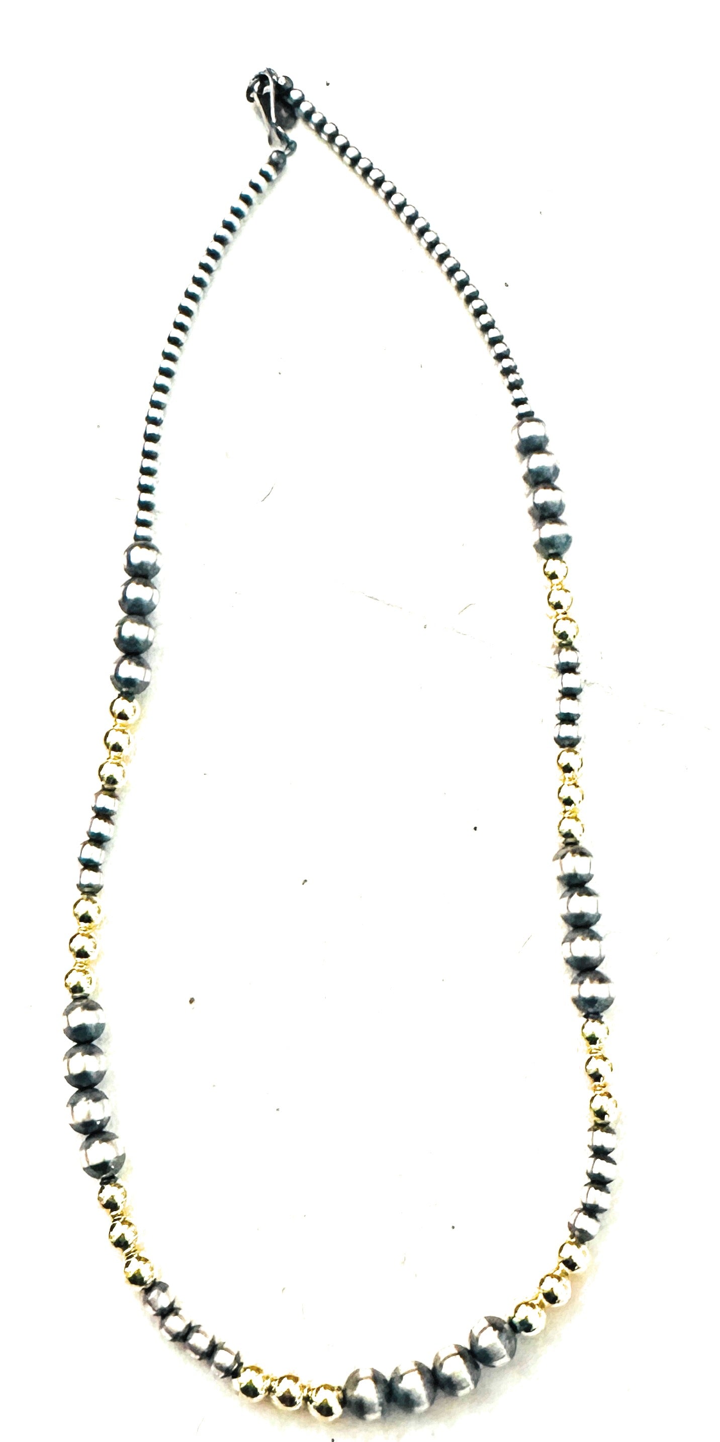 Navajo Sterling Silver & Gold Beaded 18” Necklace