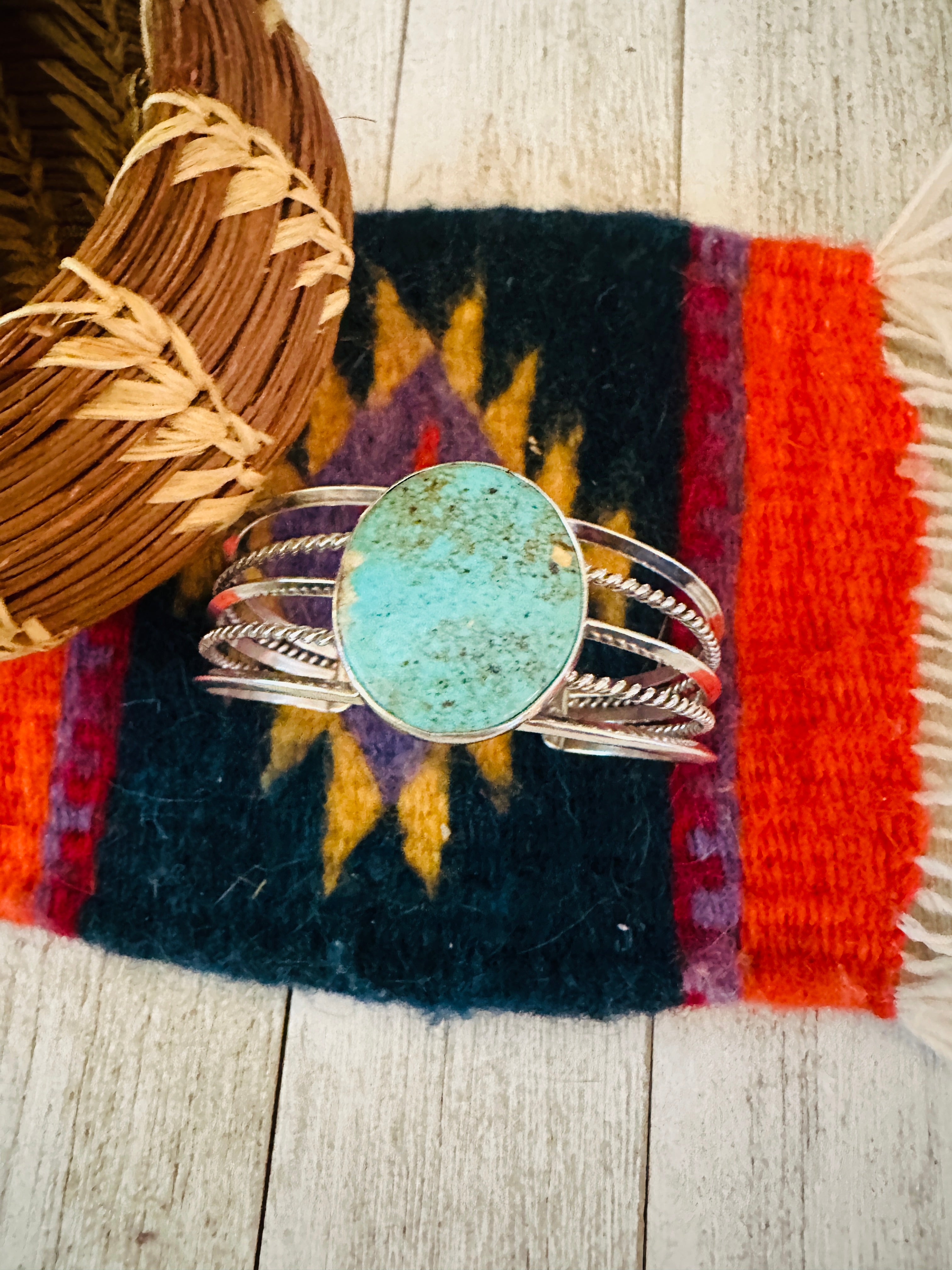 Navajo Sterling Silver & Turquoise Cuff Bracelet