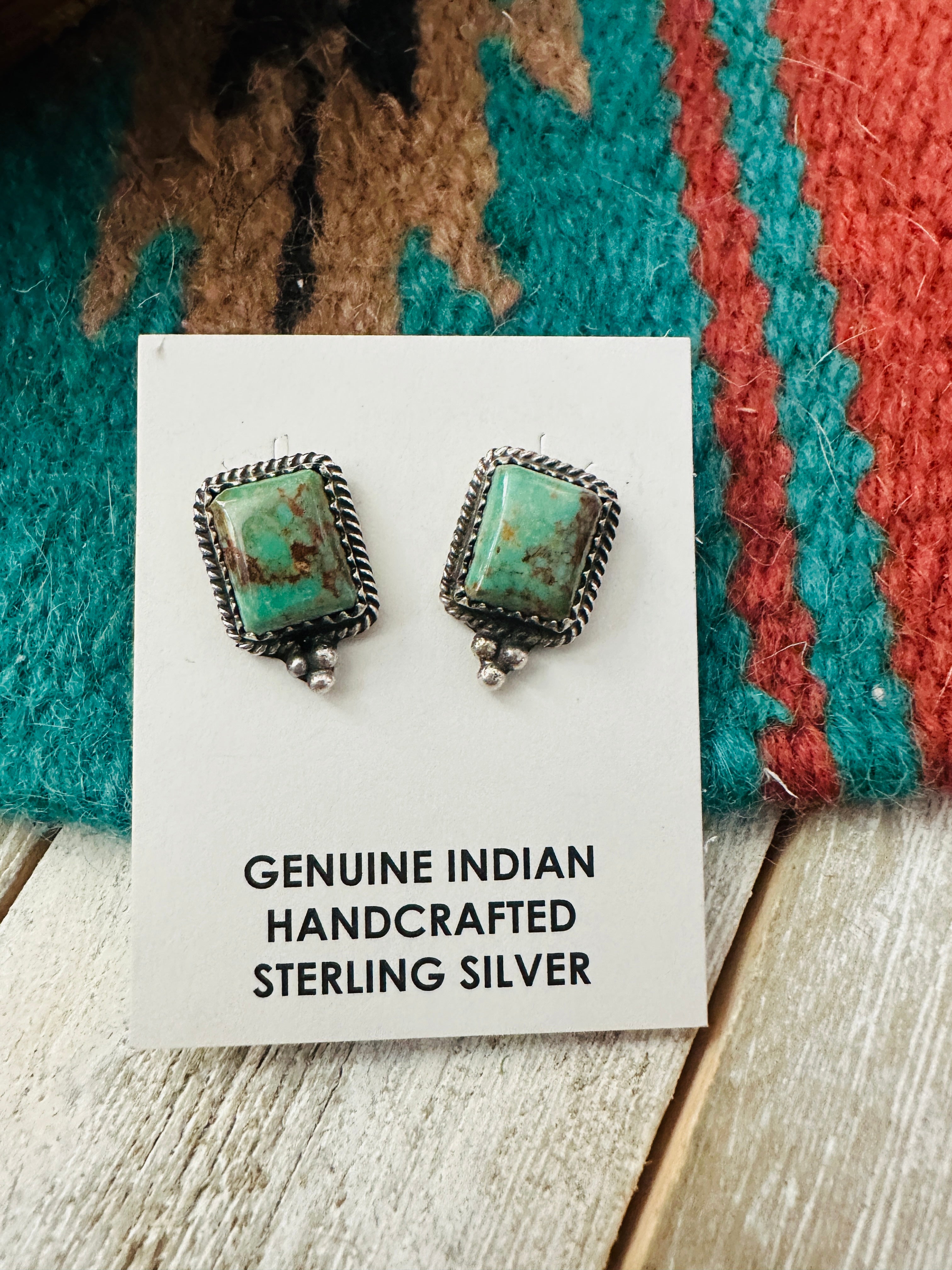 Navajo Sterling Silver & Turquoise Post Earrings