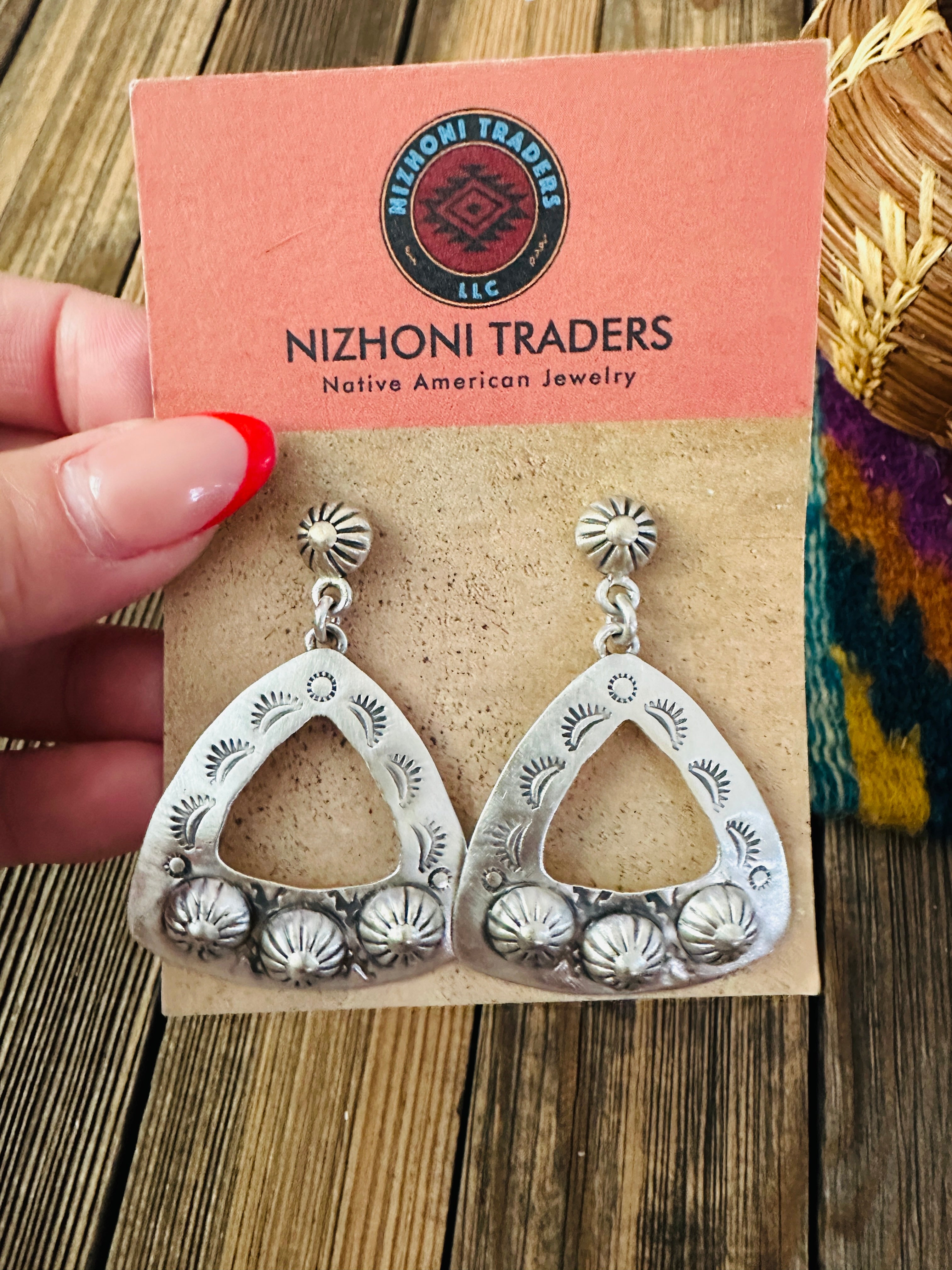 Handcrafted Sterling Silver Concho Dangle Earrings