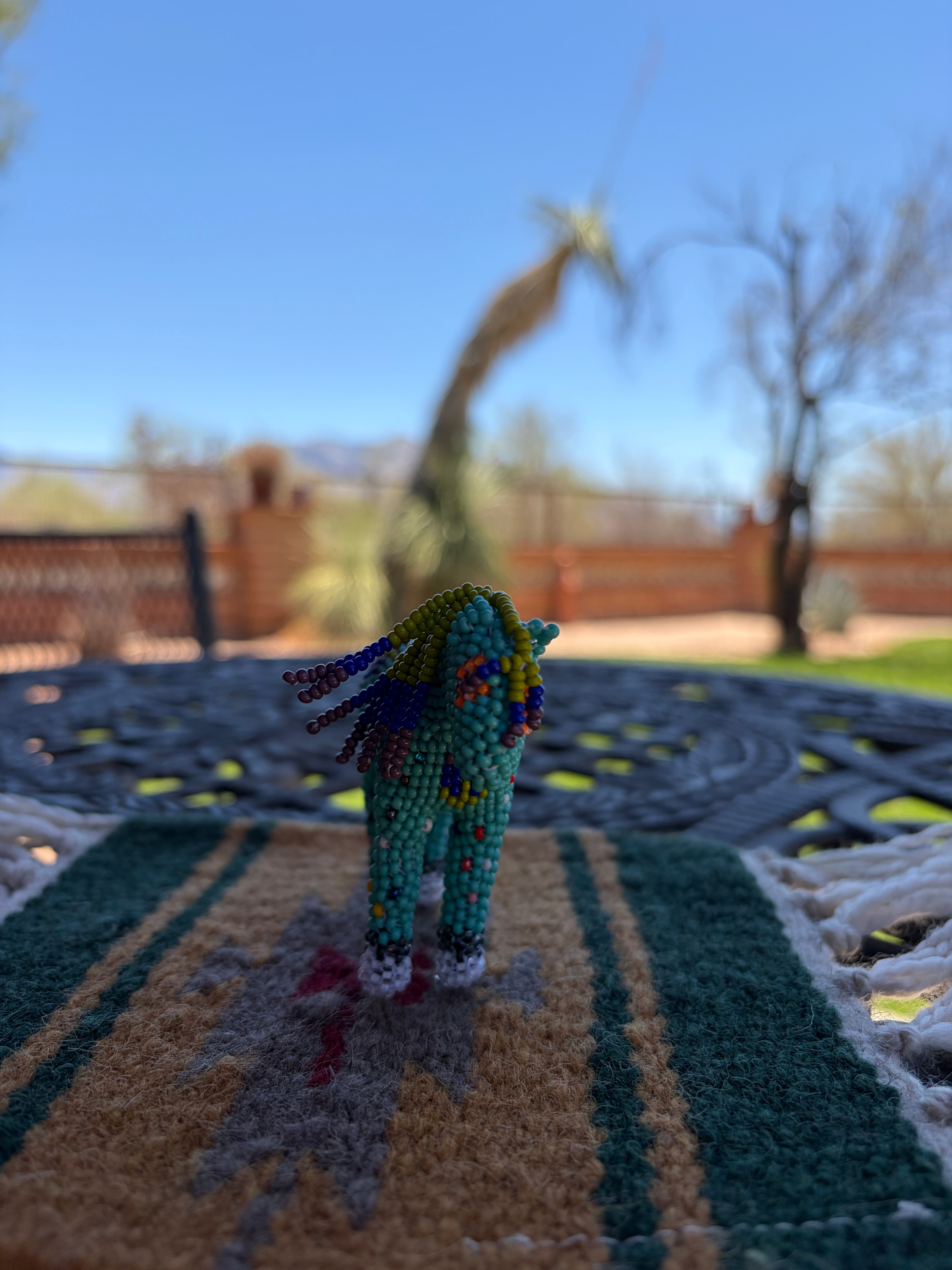 Handmade Peyote Stitched Horse Figurine- Turquoise 12