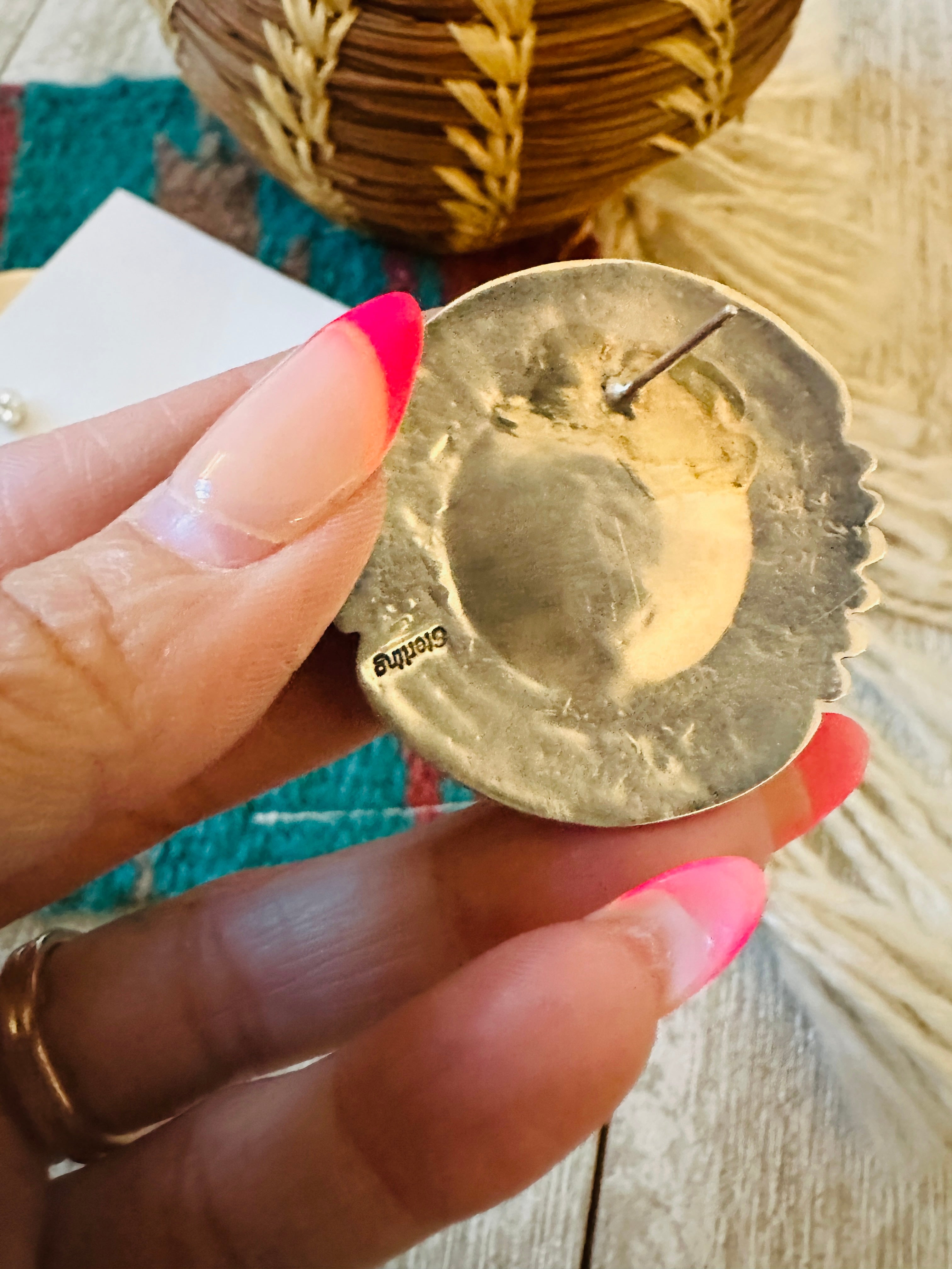 Handcrafted Coral & Sterling Silver Post Earrings
