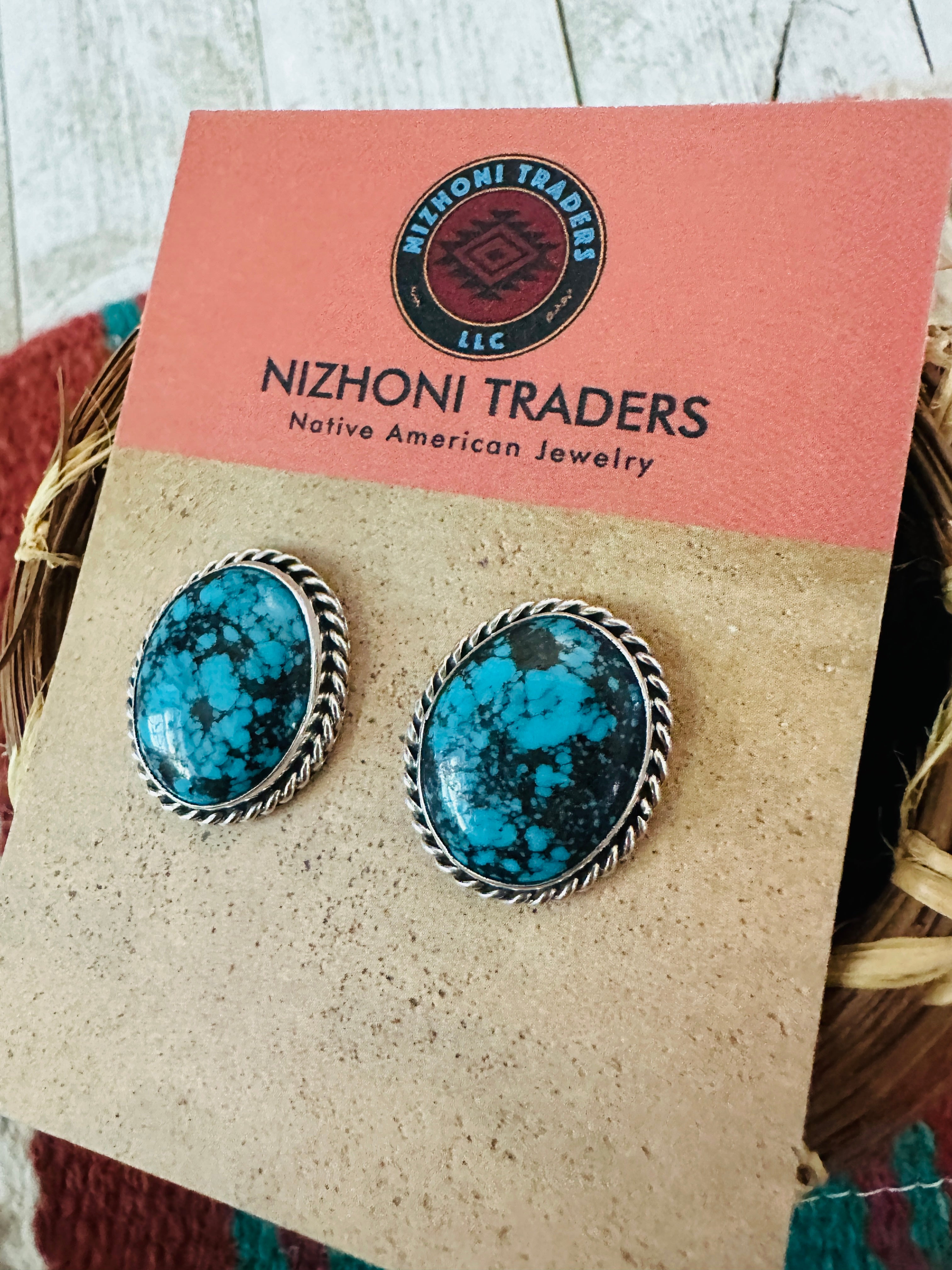 Navajo Turquoise & Sterling Silver Post Earrings
