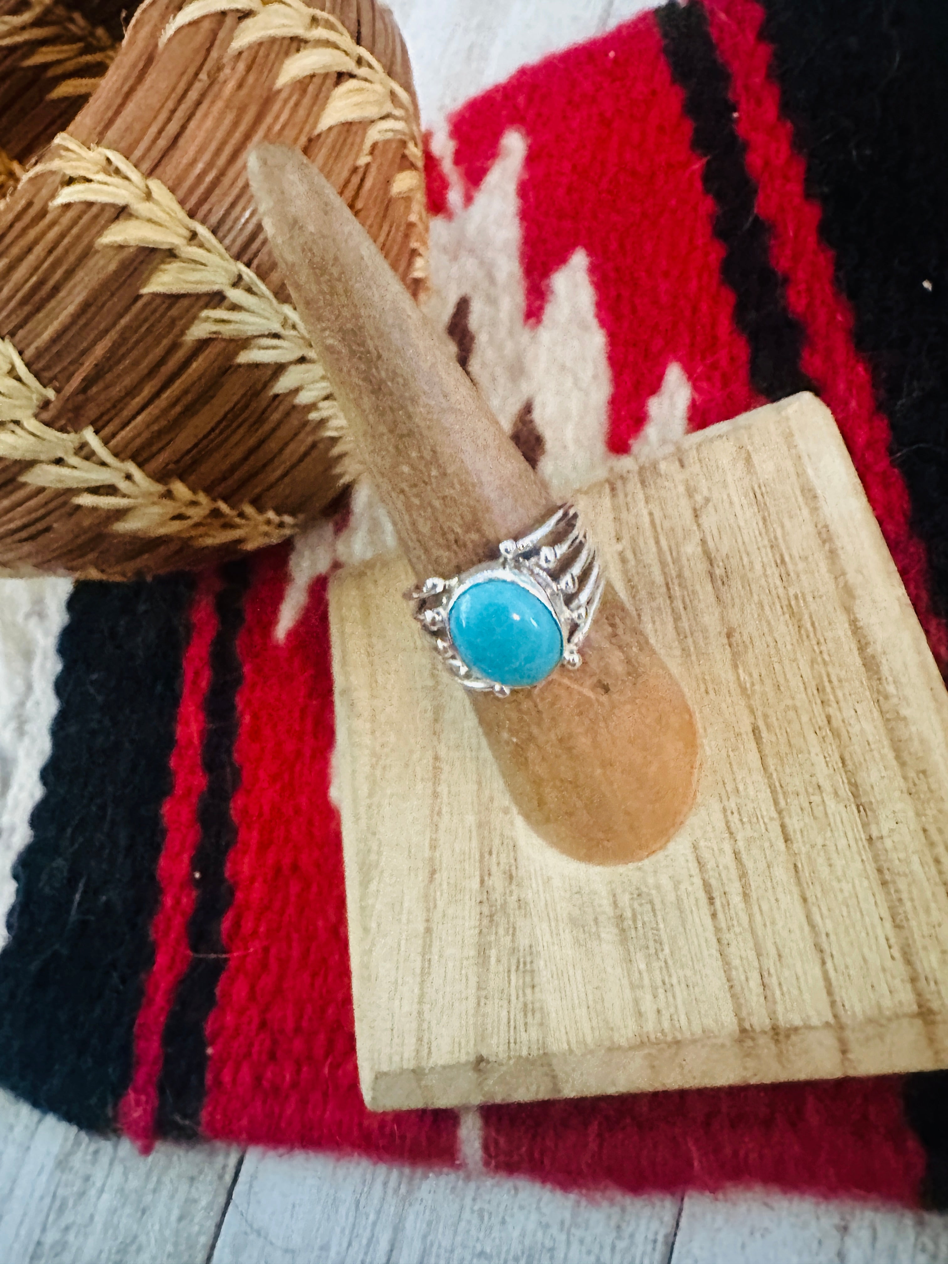 Navajo Sterling Silver & Turquoise Ring Size 7