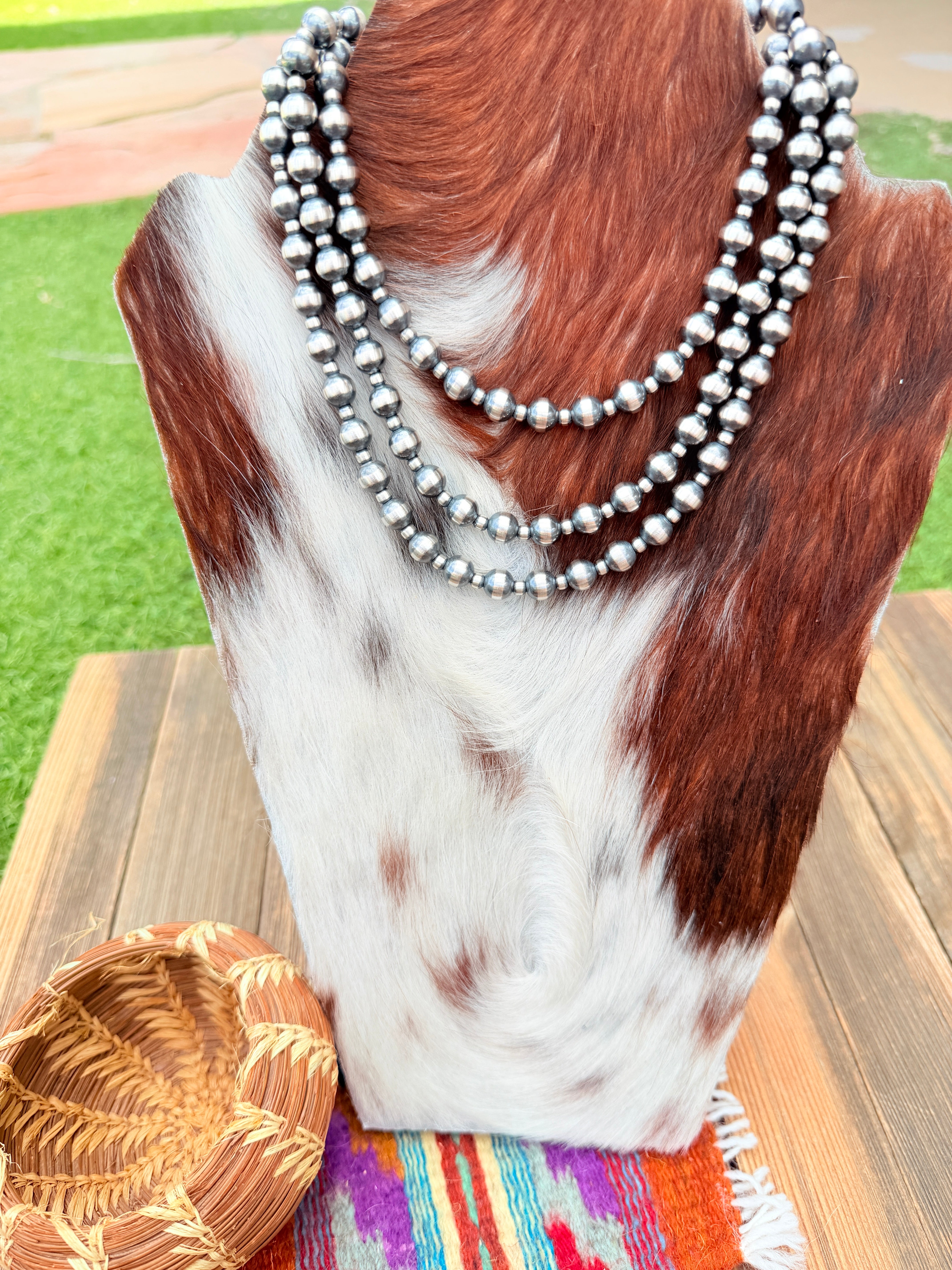 Handcrafted 4mm & 8mm Sterling Silver Pearl Beaded Necklace