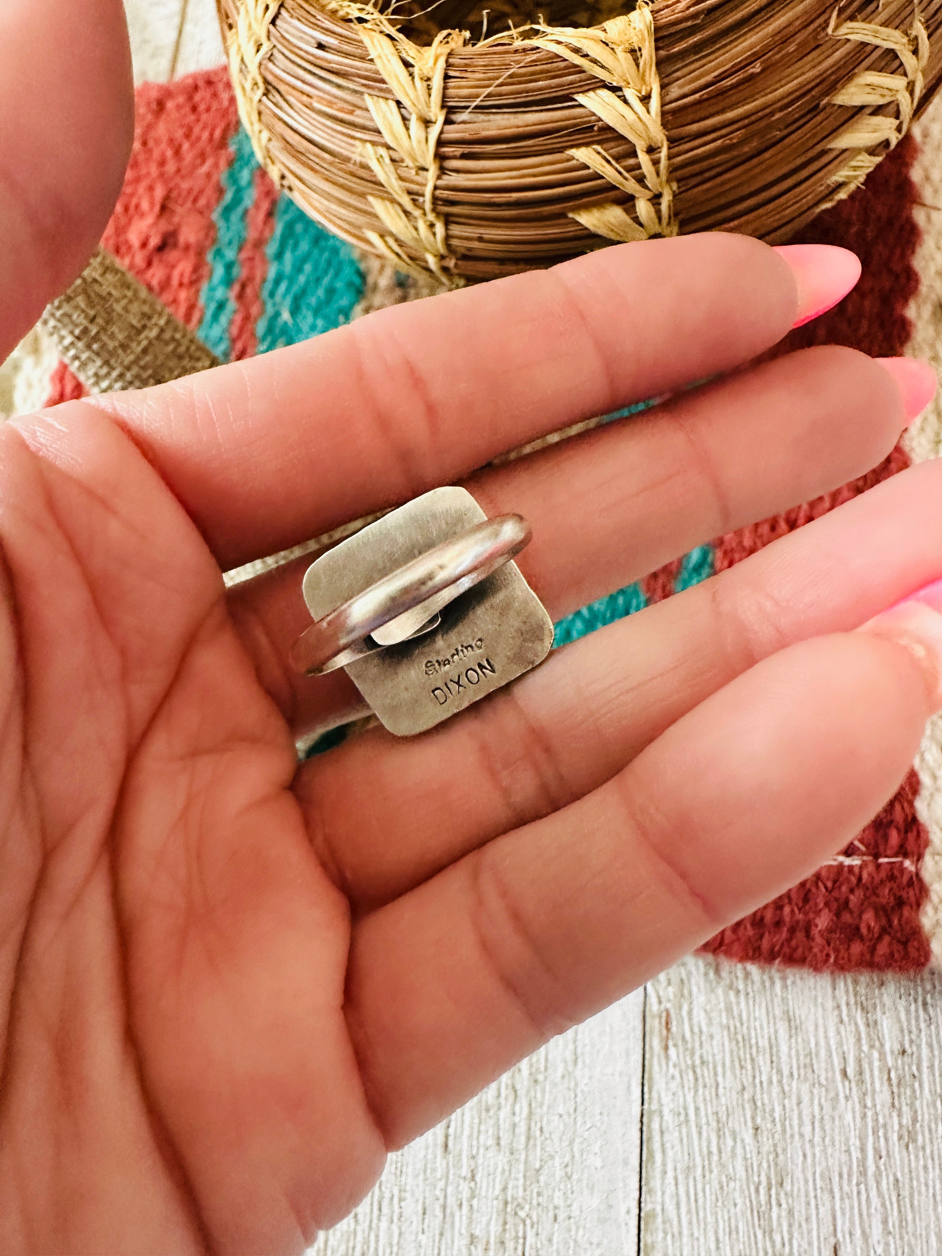 Handcrafted Sterling Silver & Cotton Candy Adjustable Ring