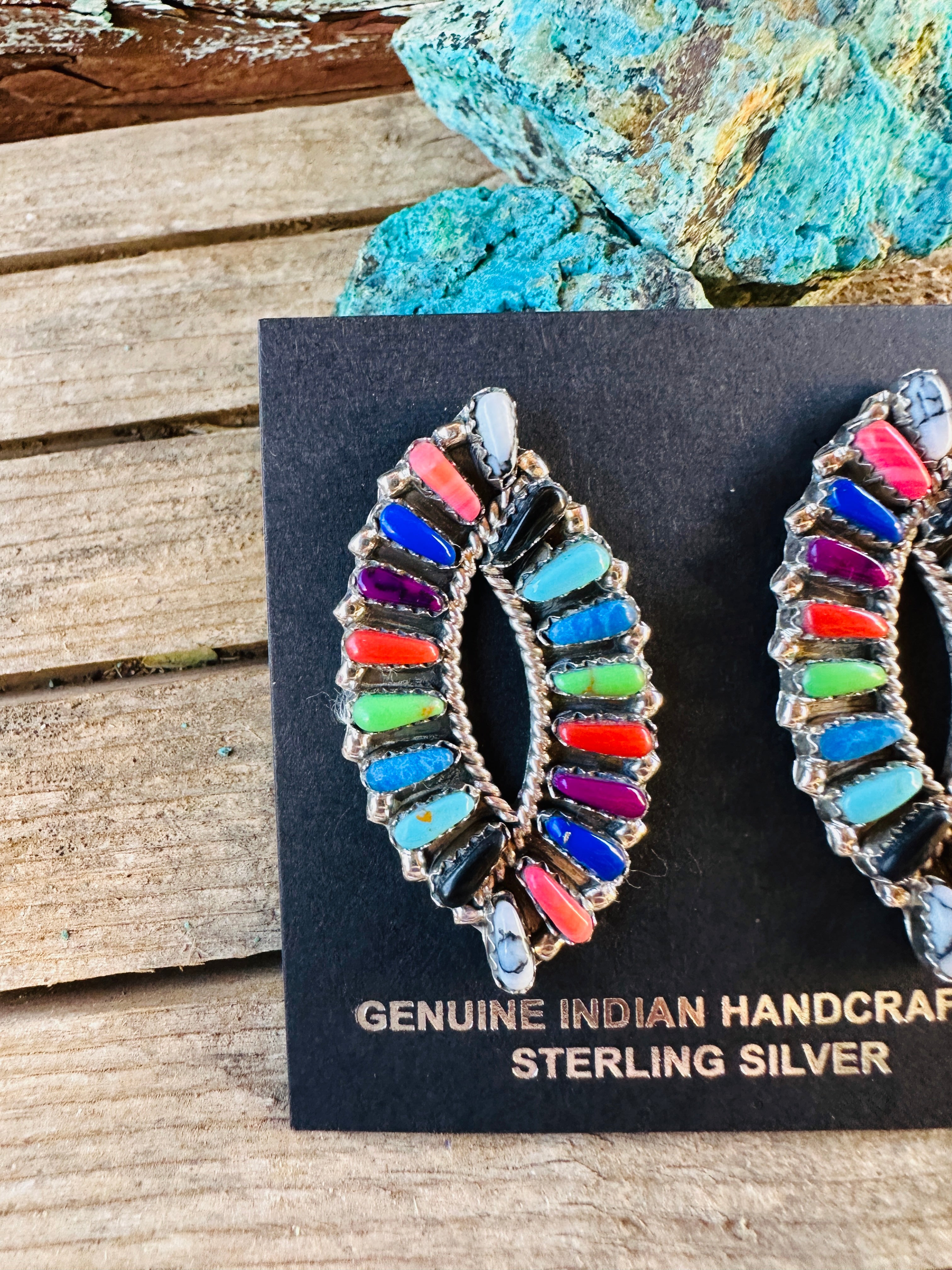 Handcrafted Multi Stone & Sterling Silver Post Earrings