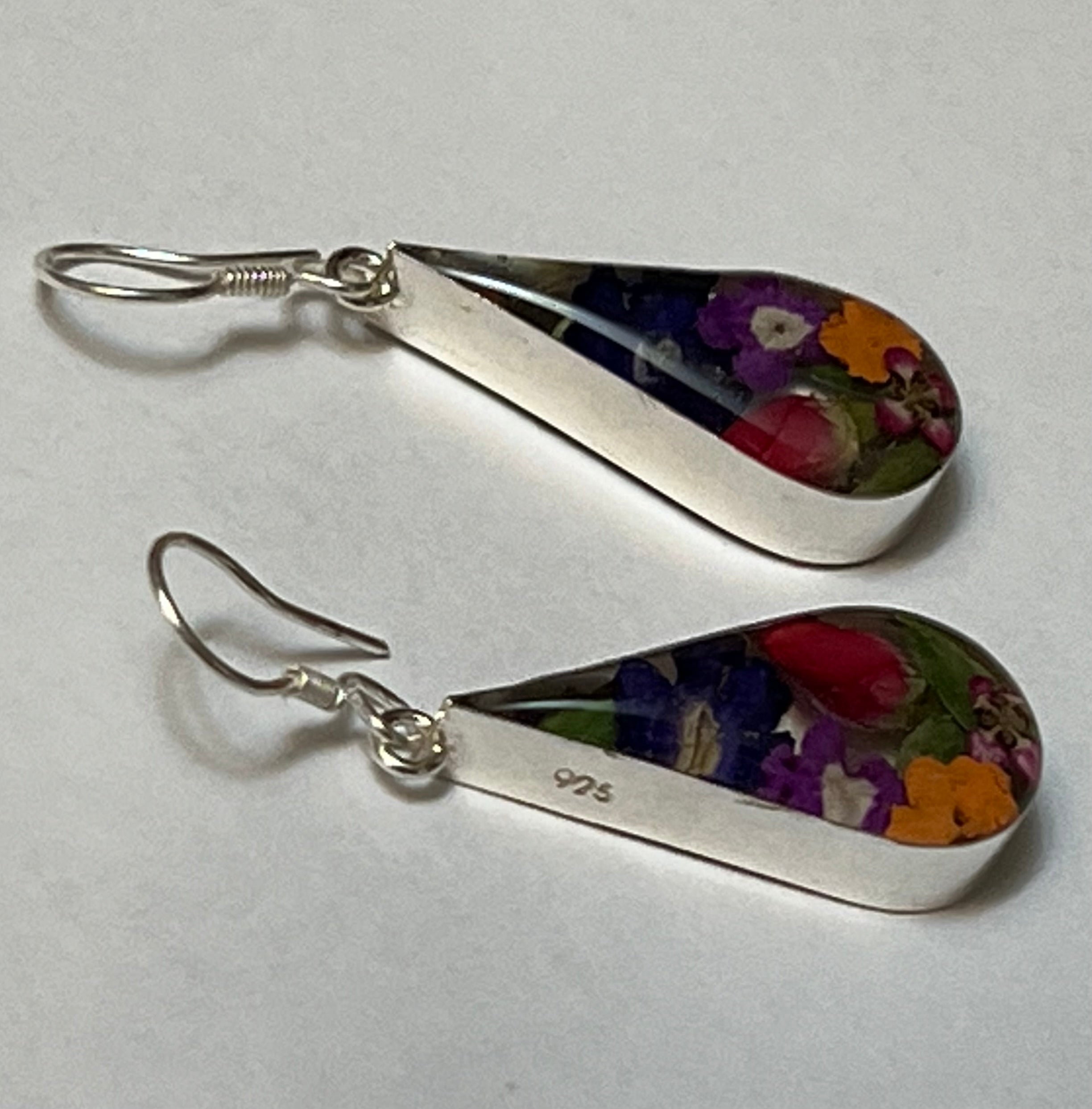 Primavera Medium Teardrop Sterling Silver Earrings on Hook