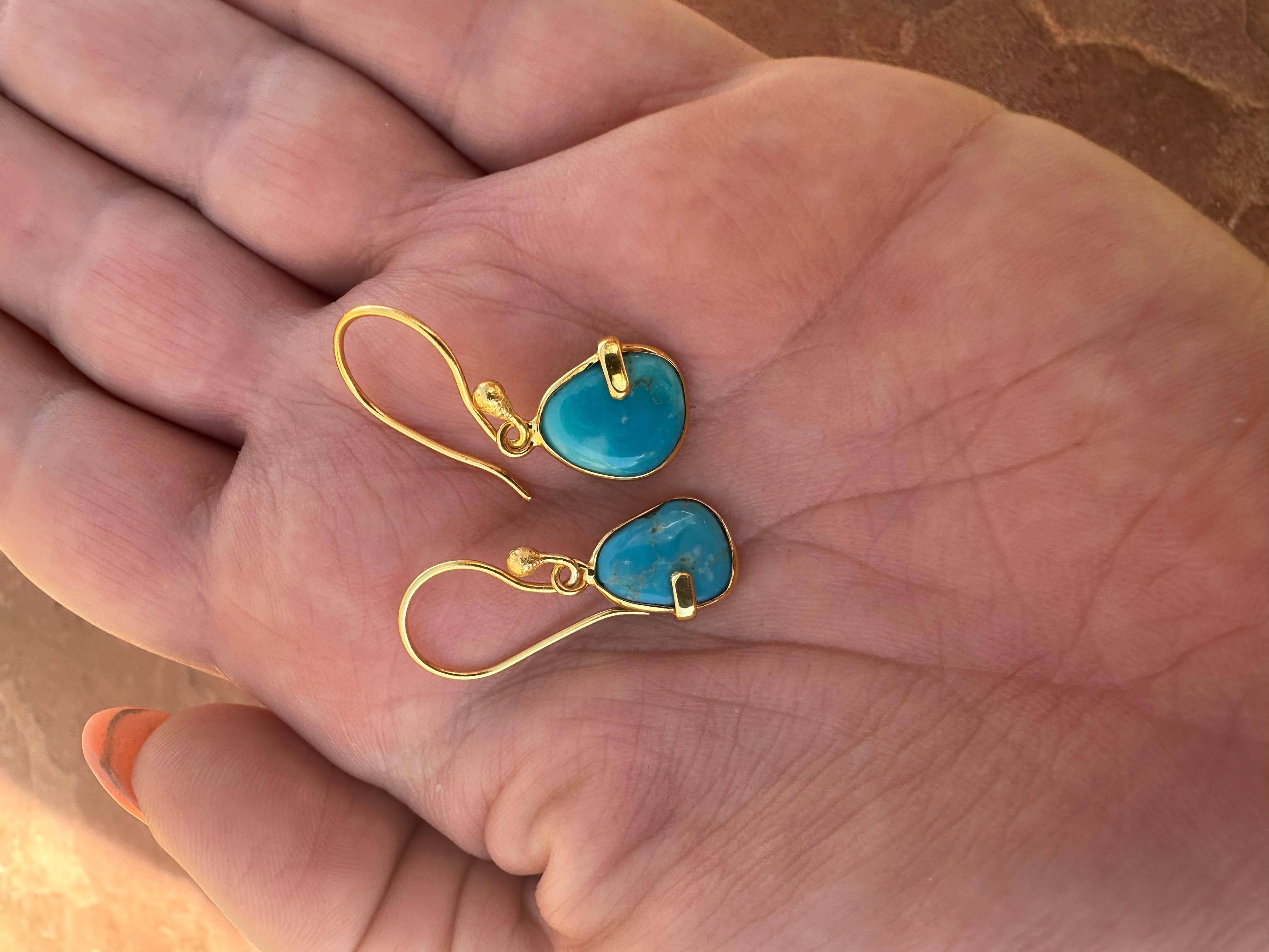 “The Golden Collection” GOLD COAST Natural Turquoise Handmade 14k Gold Plated Earrings