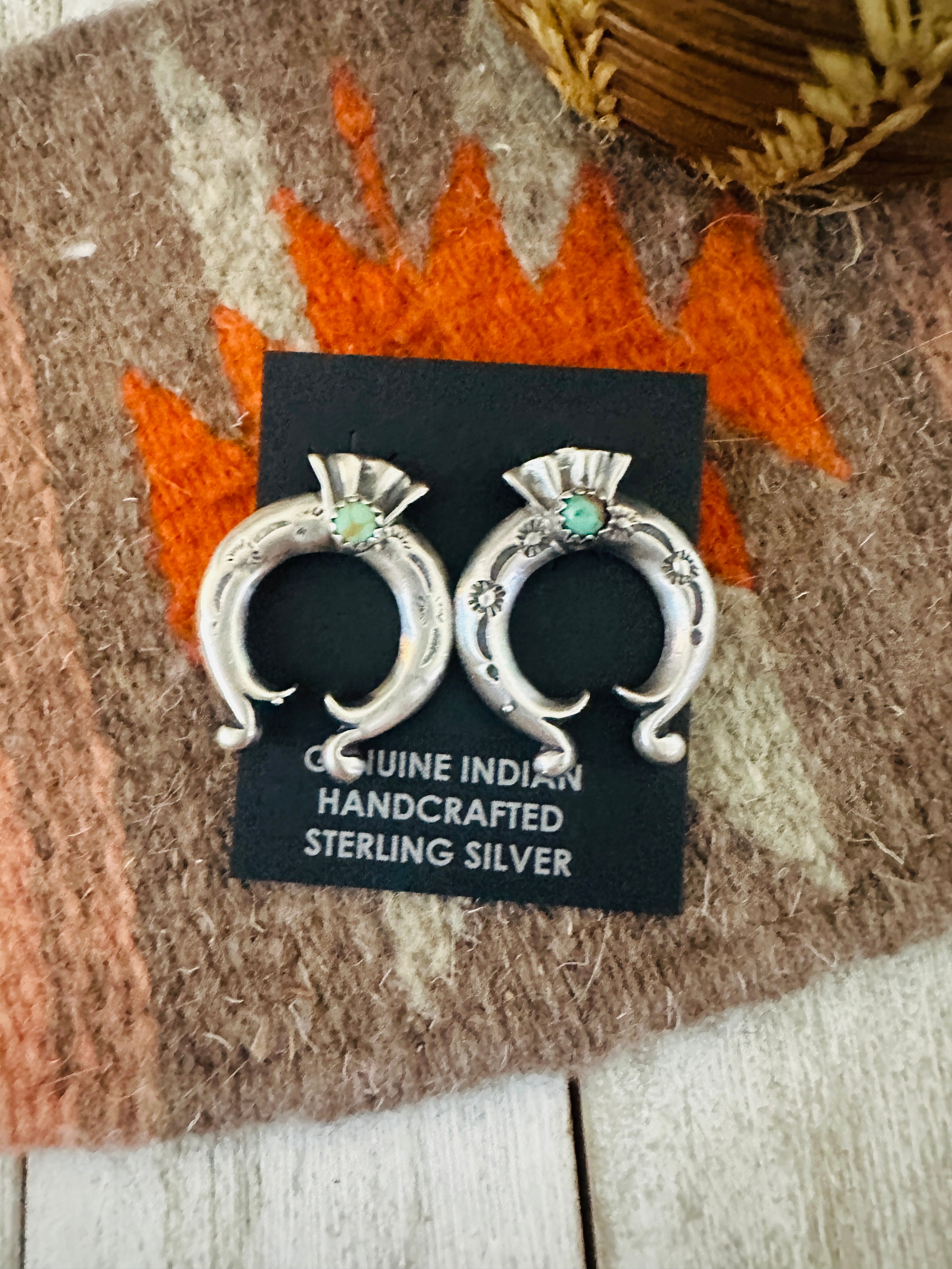 Handcrafted Turquoise & Sterling Silver Naja Post Earrings