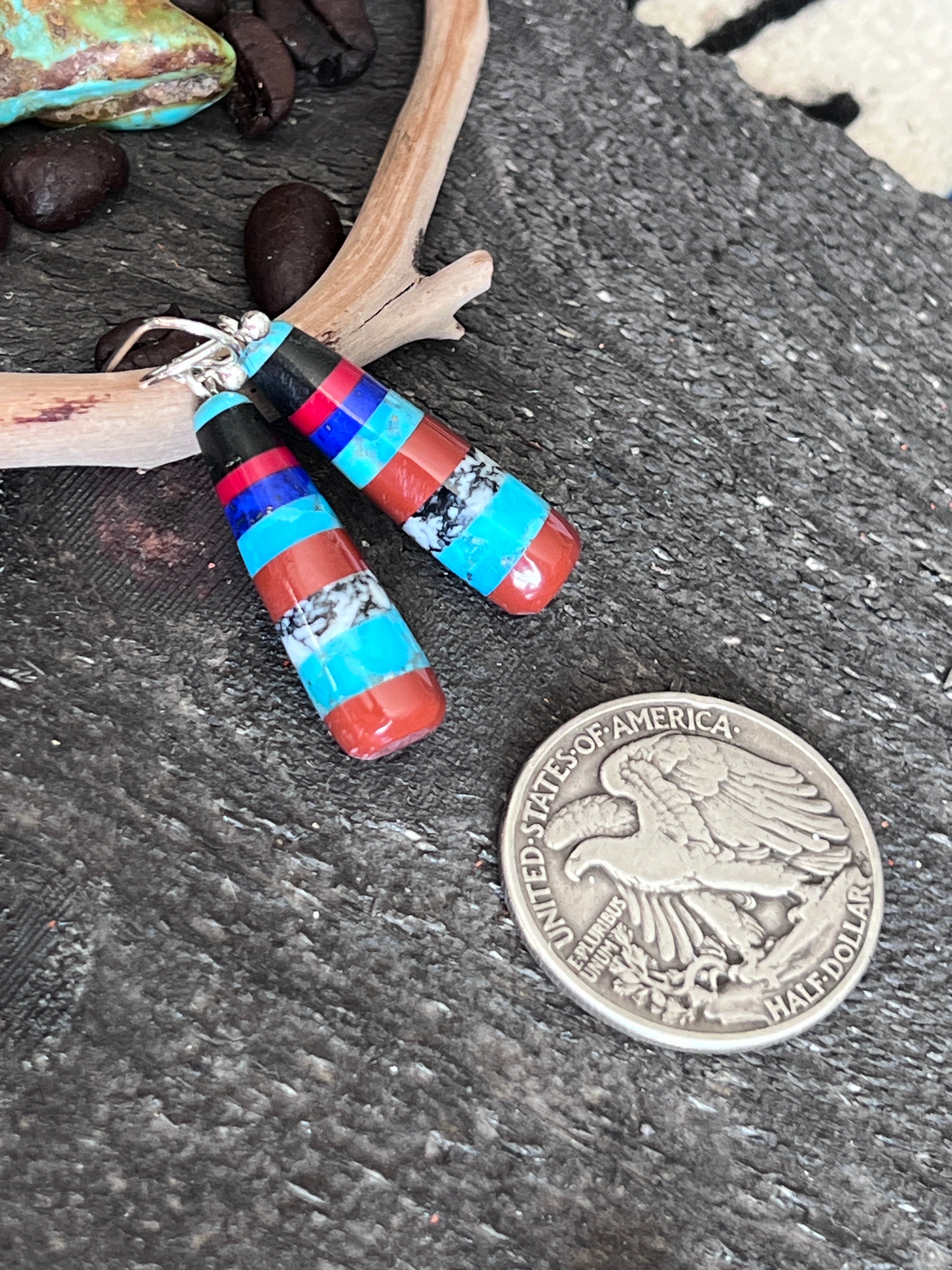 Santo Domingo Layered Multistone Earrings by Ronald Chavez, Stacked Gems #9