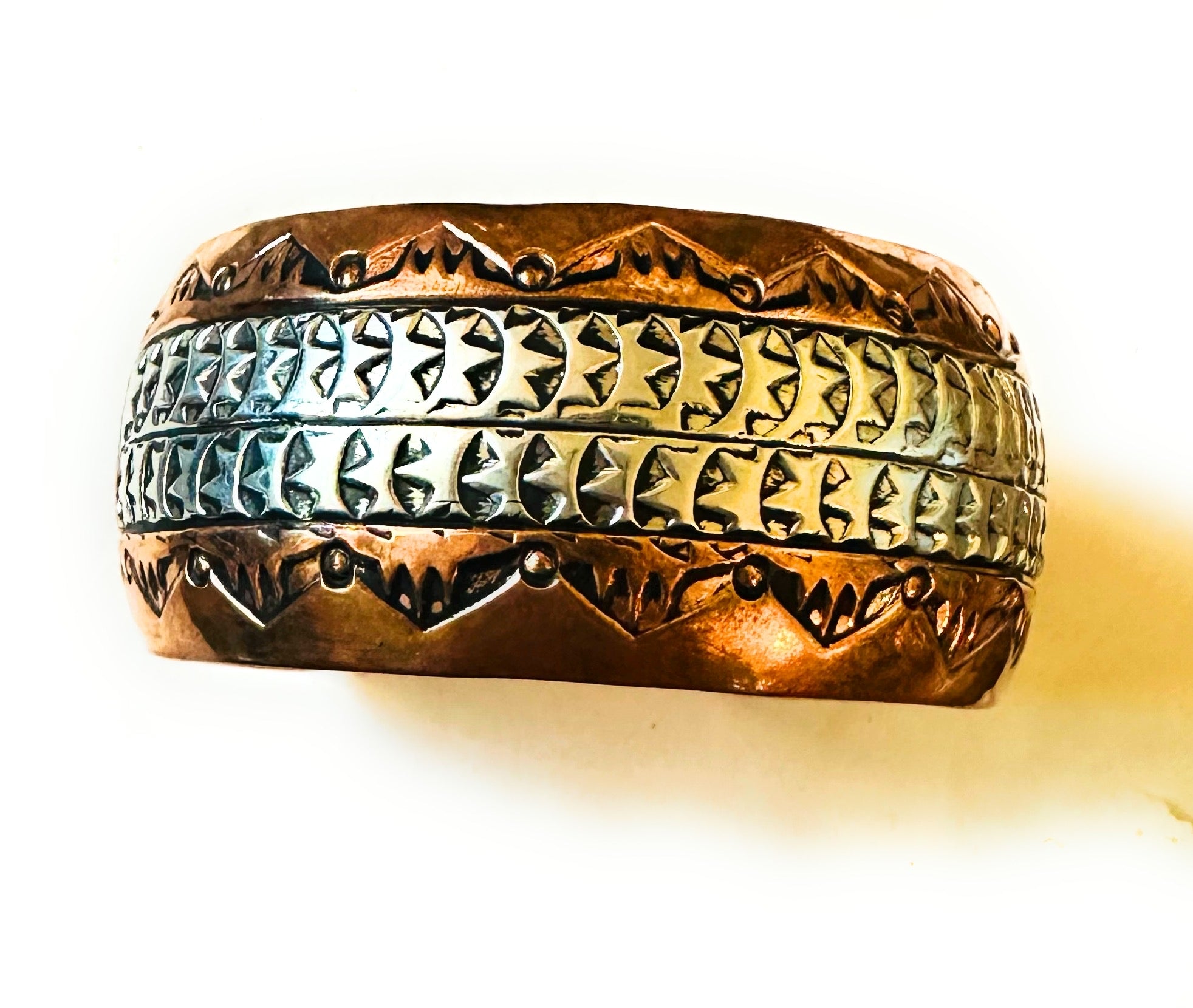 Navajo Copper and Sterling Silver Cuff Bracelet Signed