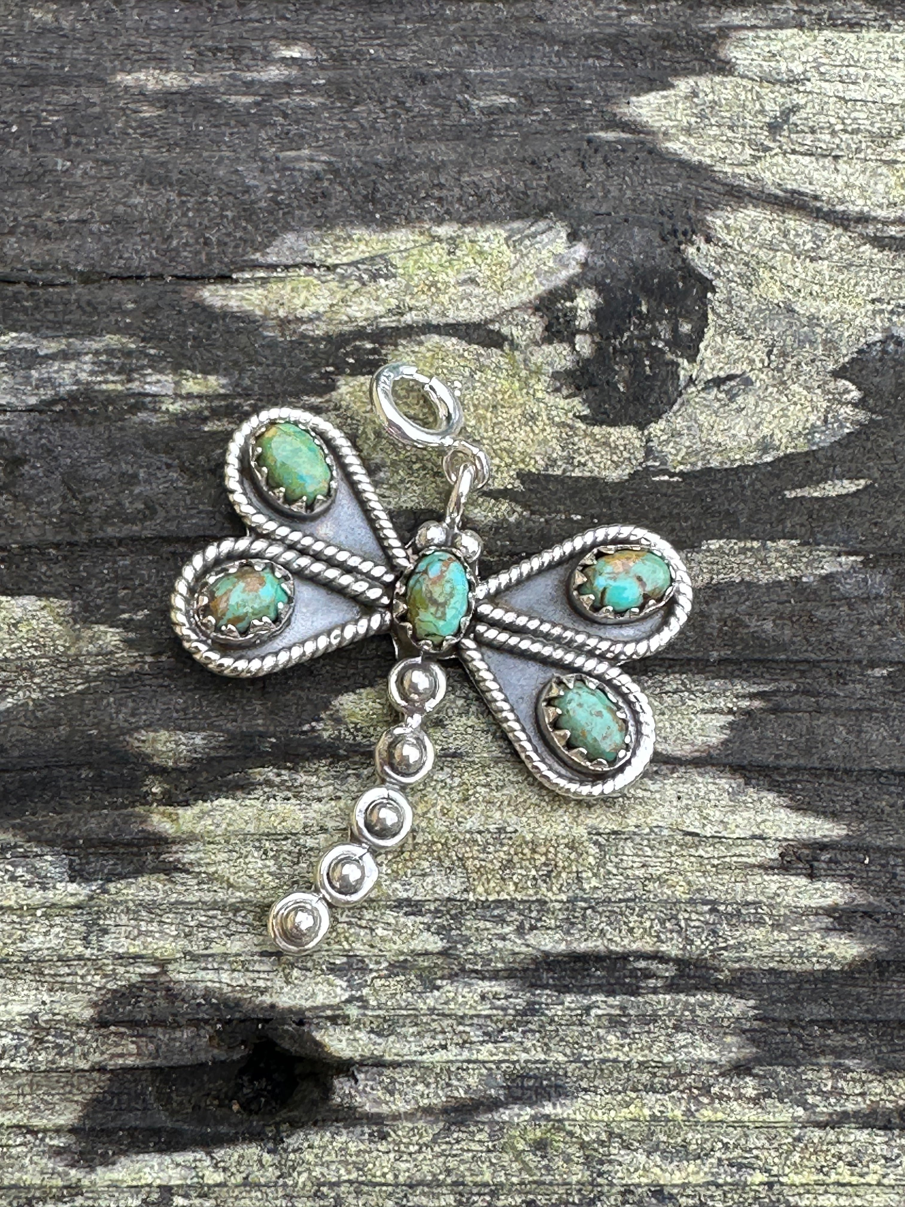 Sterling Silver and Turquoise Dragonfly Charm