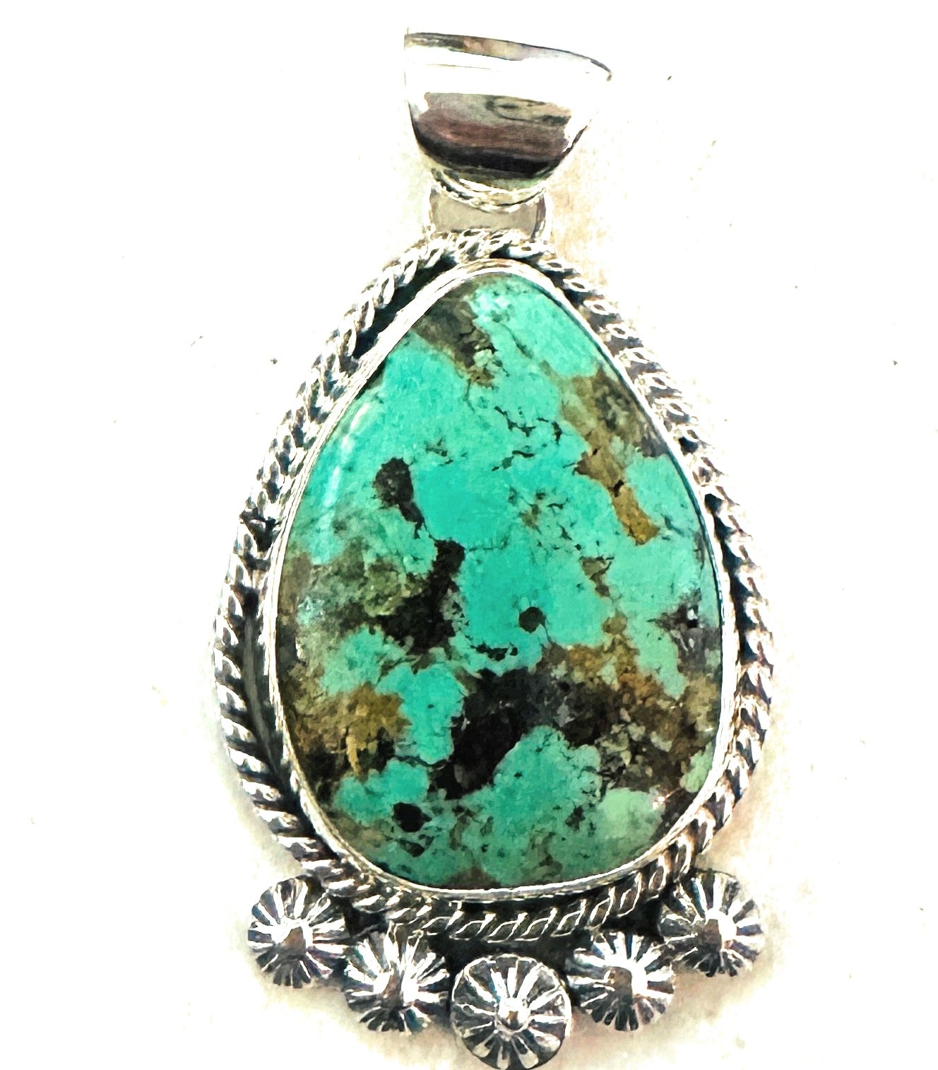 Navajo Number 8 Turquoise & Sterling Silver Pendant