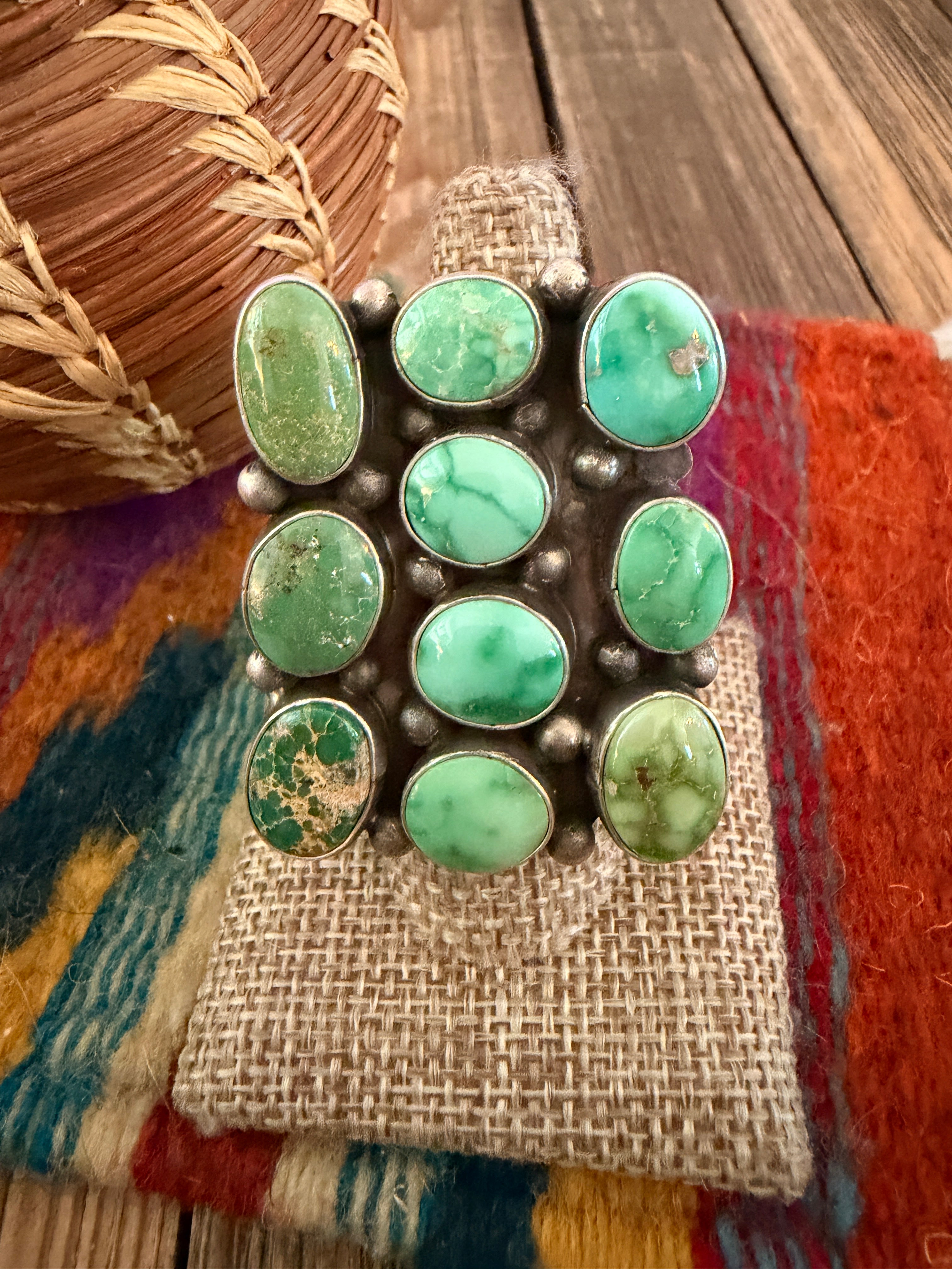 Handcrafted Sonoran Mountain Turquoise & Sterling Silver Cluster Ring