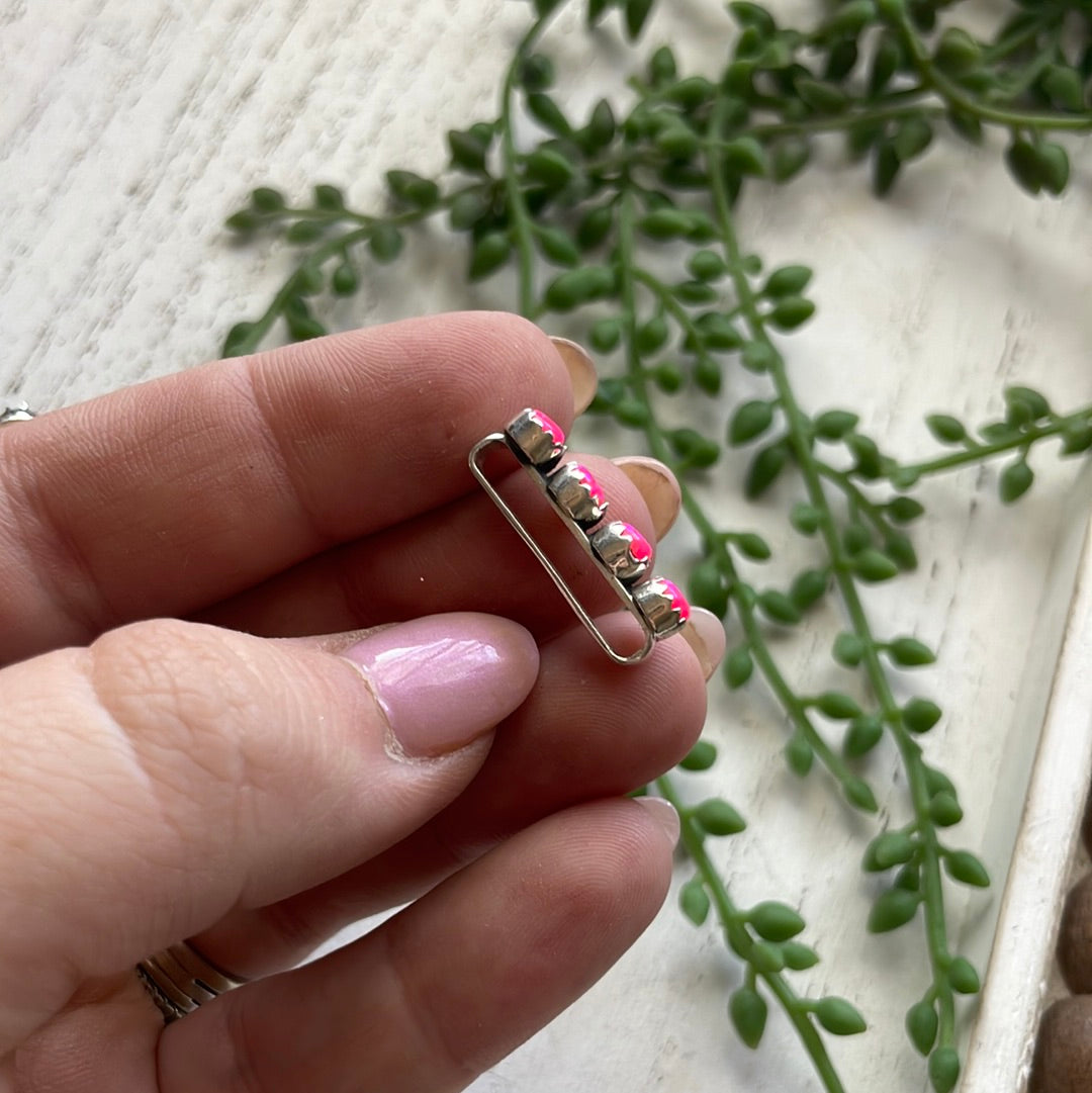 Nizhoni Pink Fire Opal & Sterling Silver Handmade Watch Charms