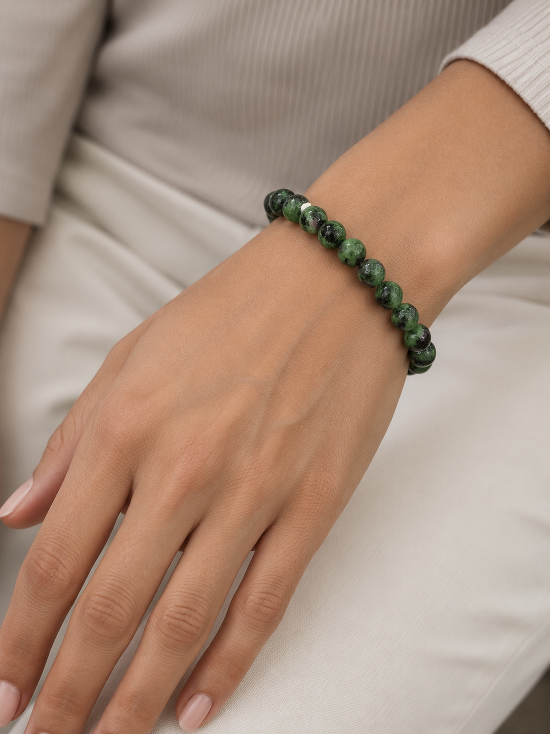 Ruby Zoisite 8mm Beaded Stretch Bracelet