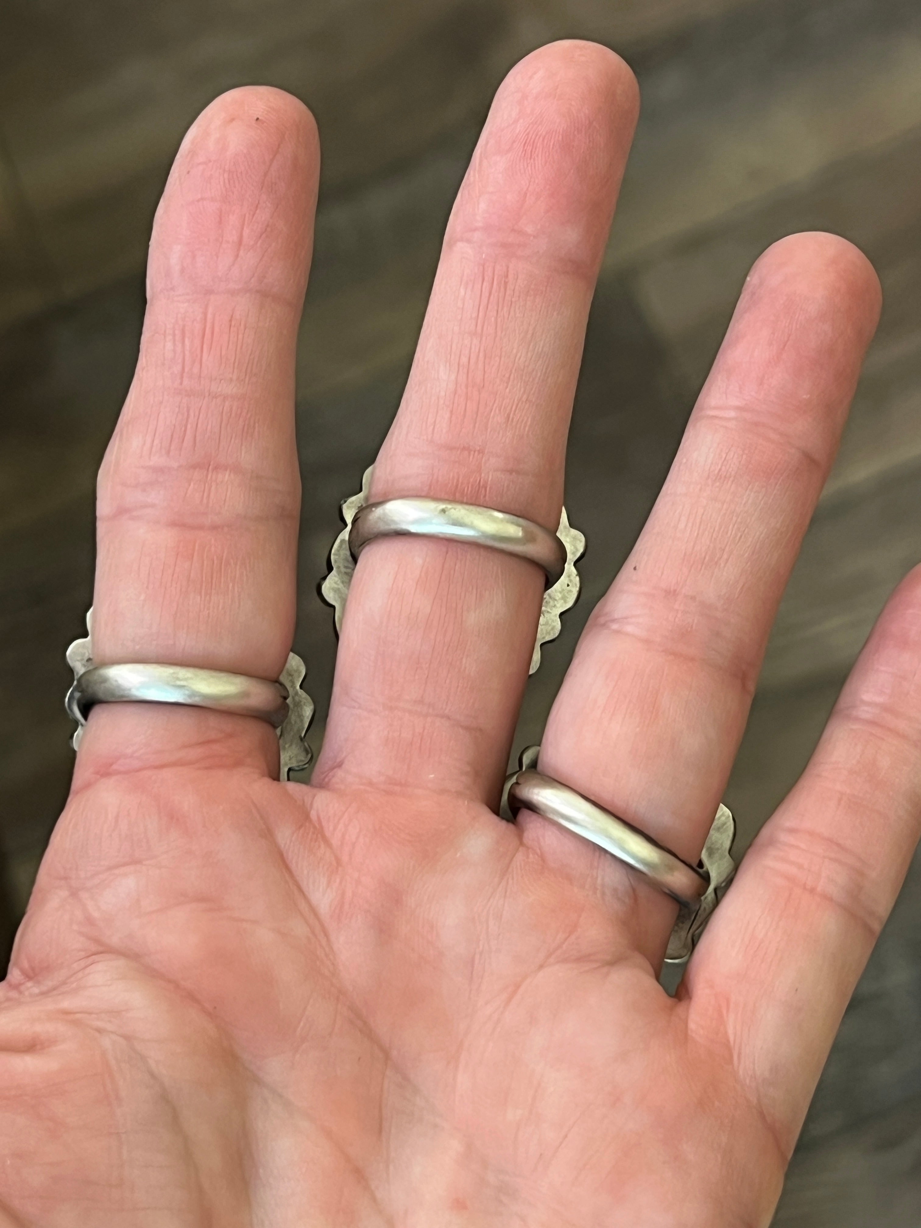 Handcrafted Sterling Silver and Queen Pink Conch Shell Cluster Ring by Travis Jim