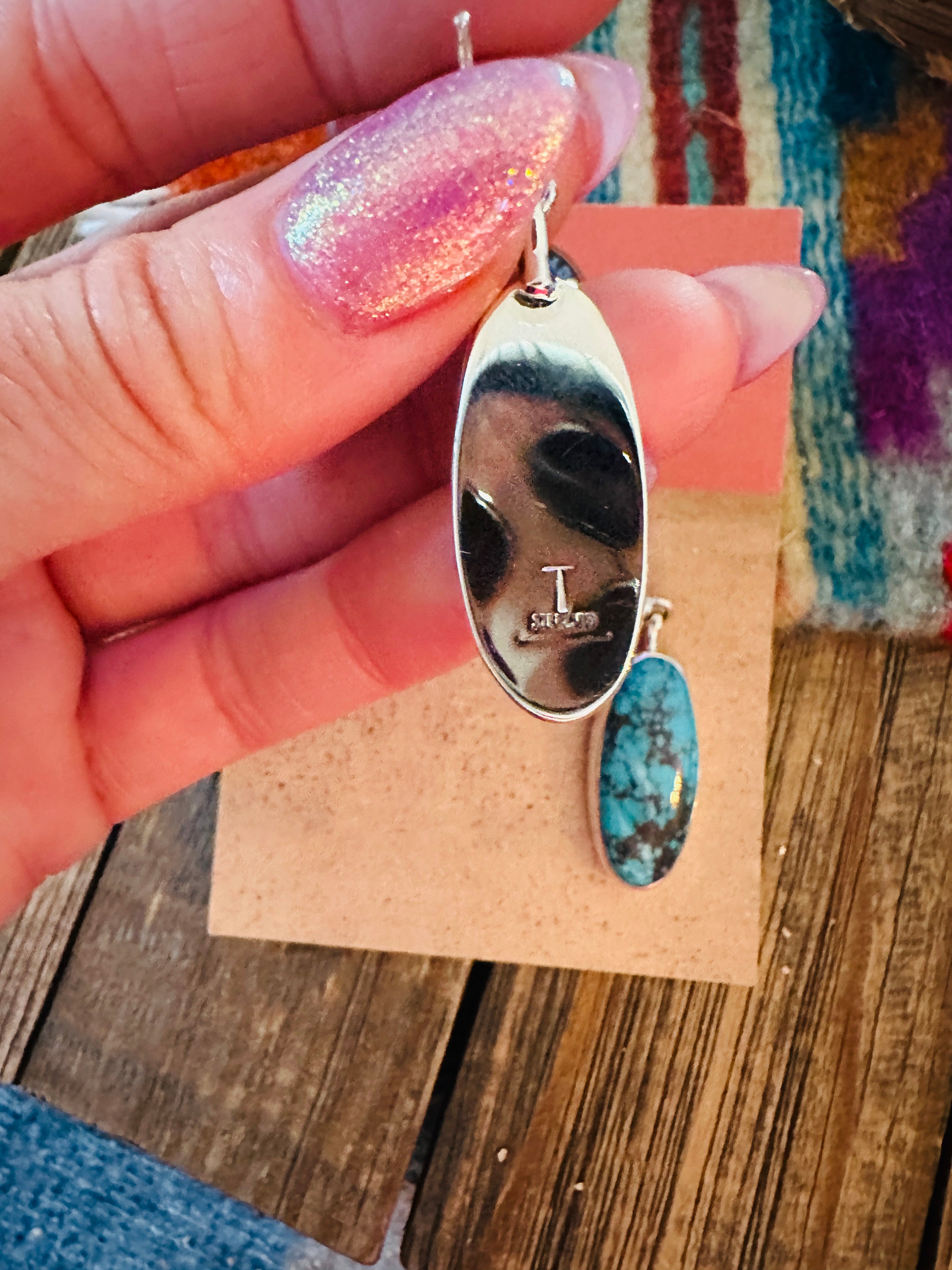 Handcrafted Kingman Turquoise & Sterling Silver Dangle Earrings