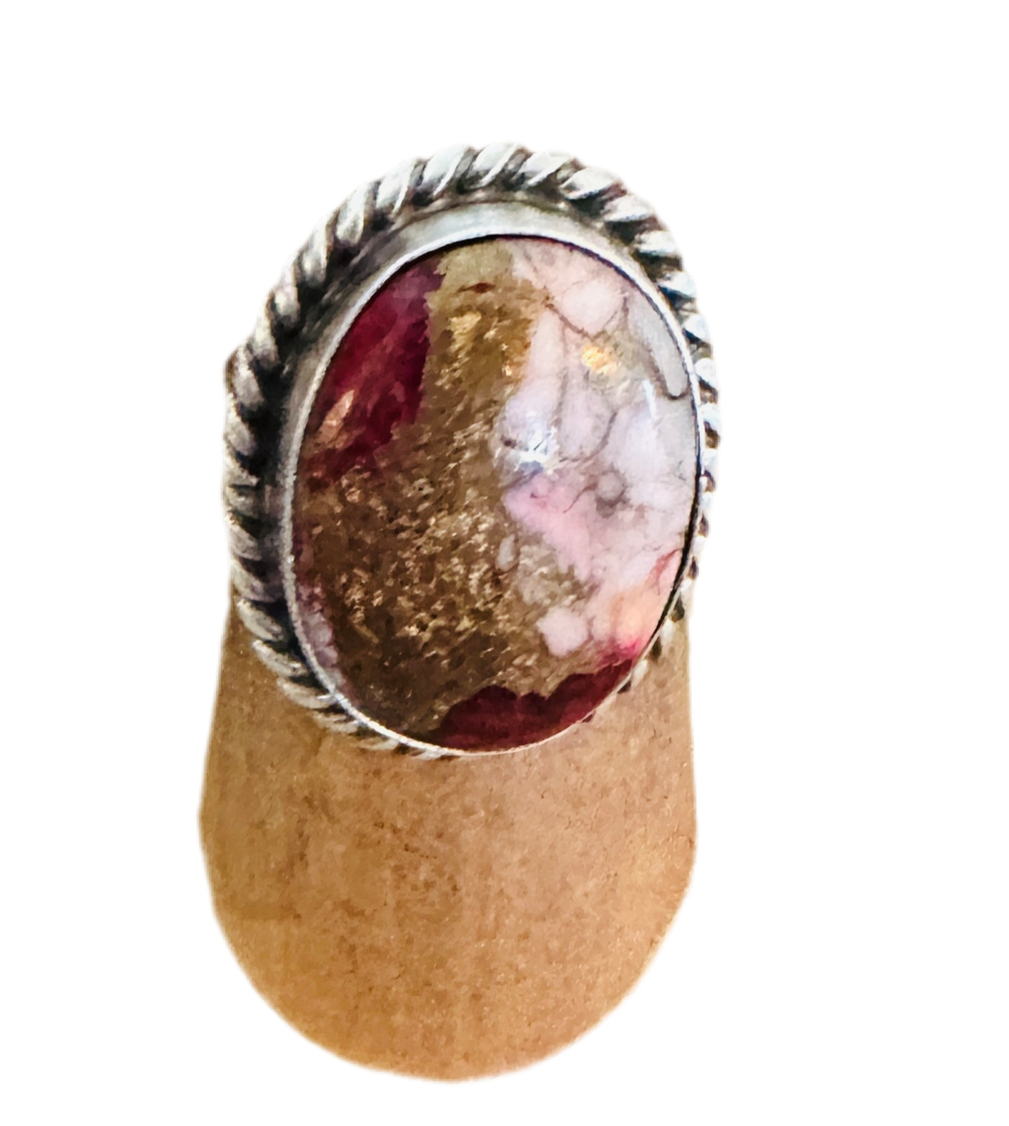 Handcrafted Sterling Silver & Rose Dahlia Adjustable Ring