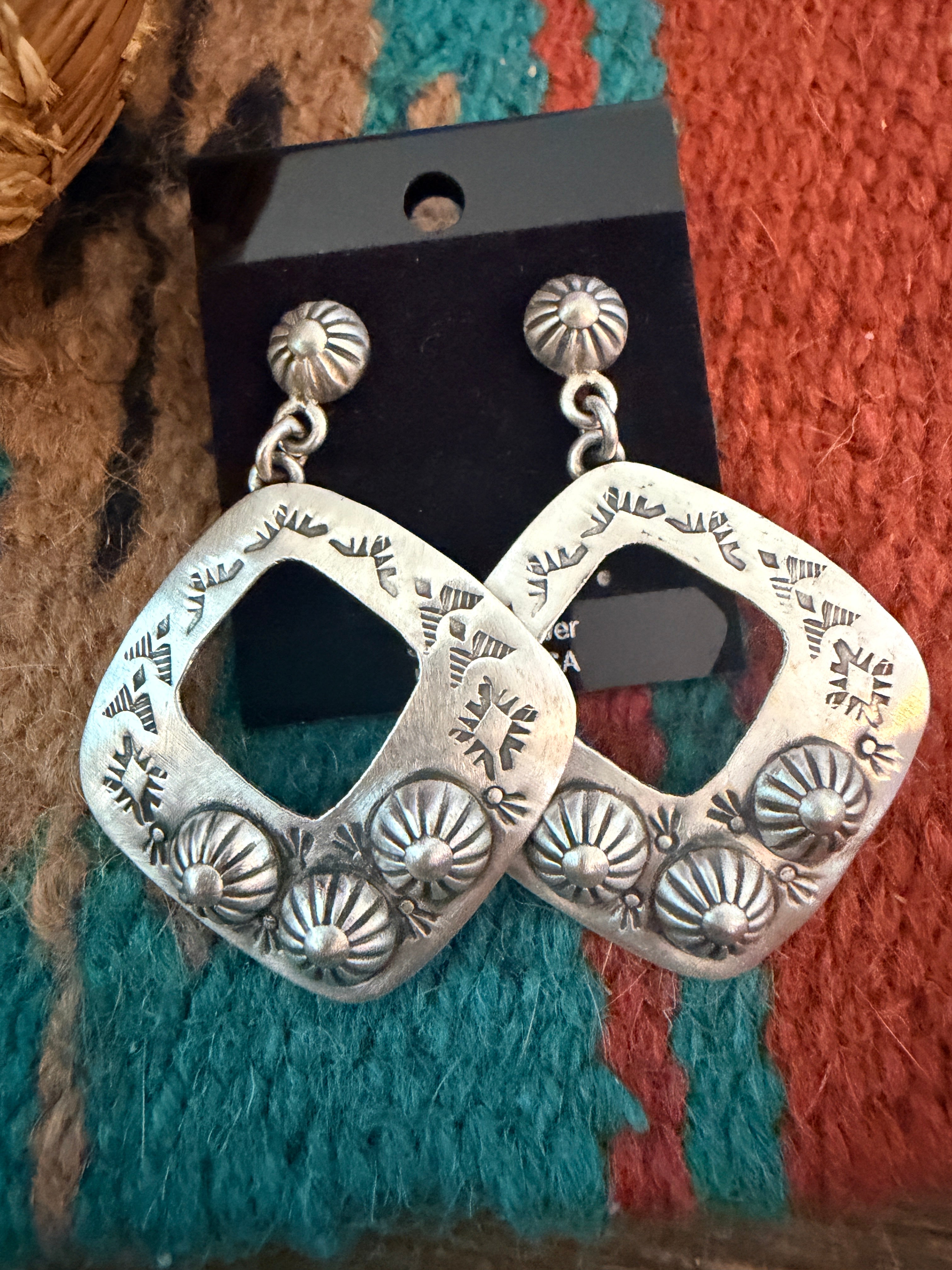 Handmade Sterling Silver Concho Dangle Earrings