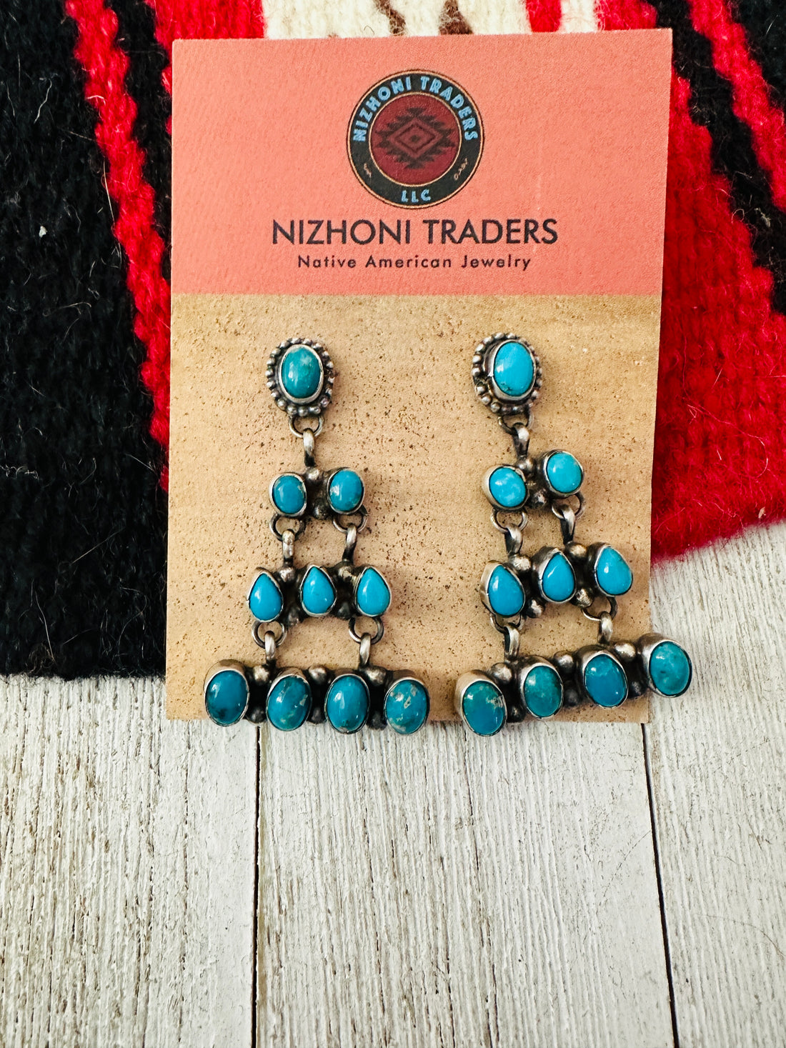 Handcrafted Sleeping Beauty Turquoise & Sterling Silver Chandelier Dangle Earrings