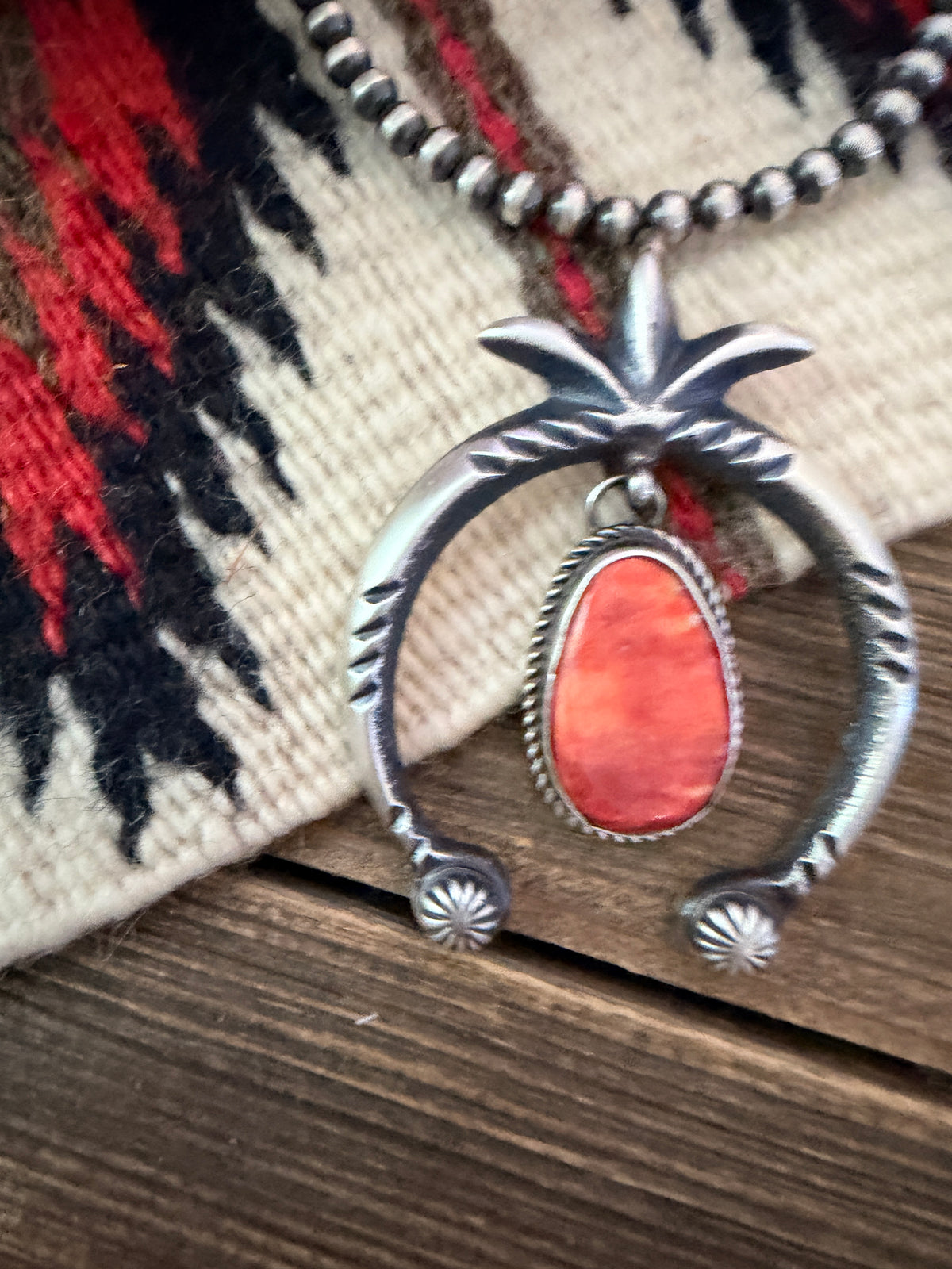 Handcrafted Sterling Silver & Spiny Oyster Naja Pendant by Martha Cayatineto