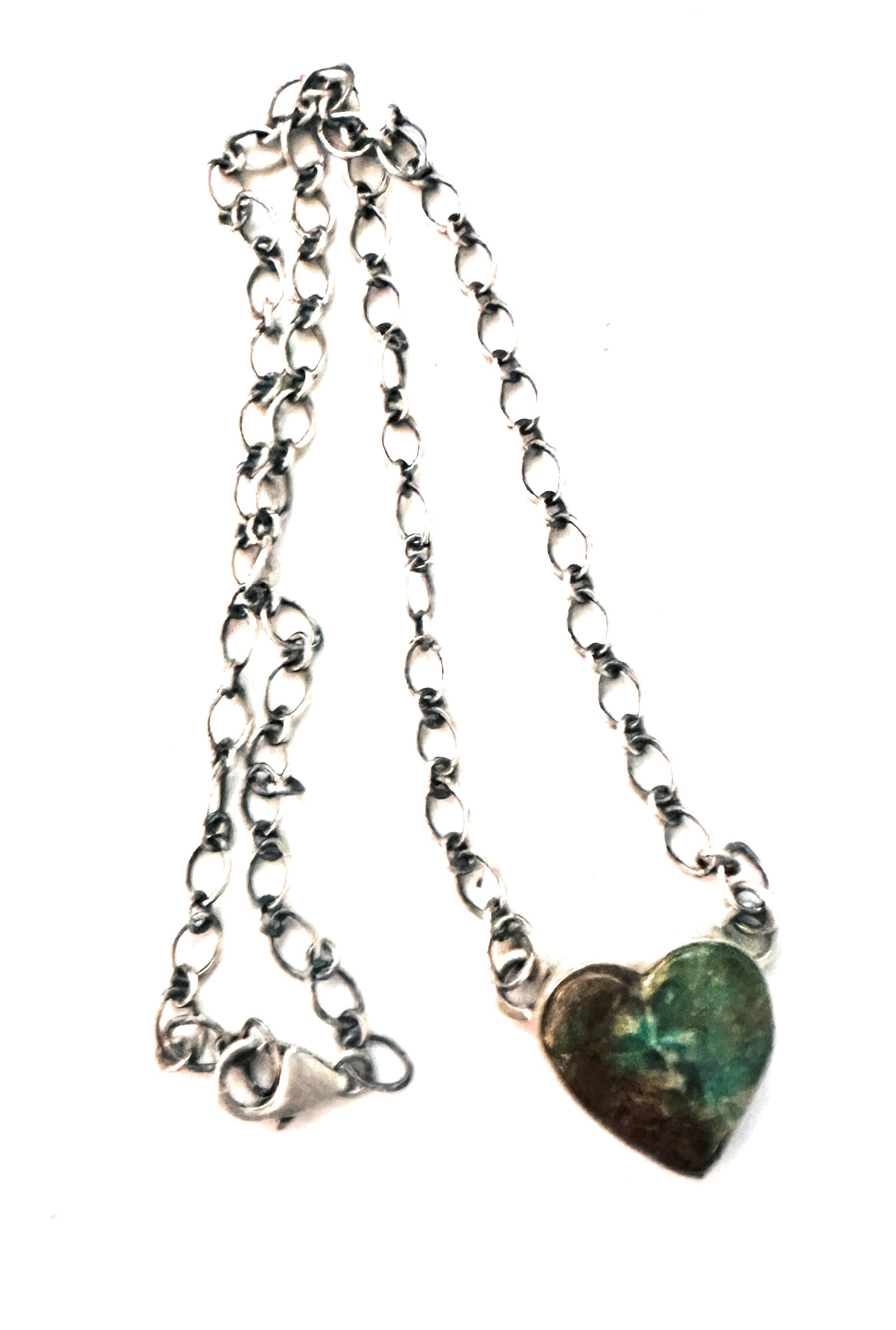 Navajo Sterling Silver & Royston Turquoise Heart Necklace