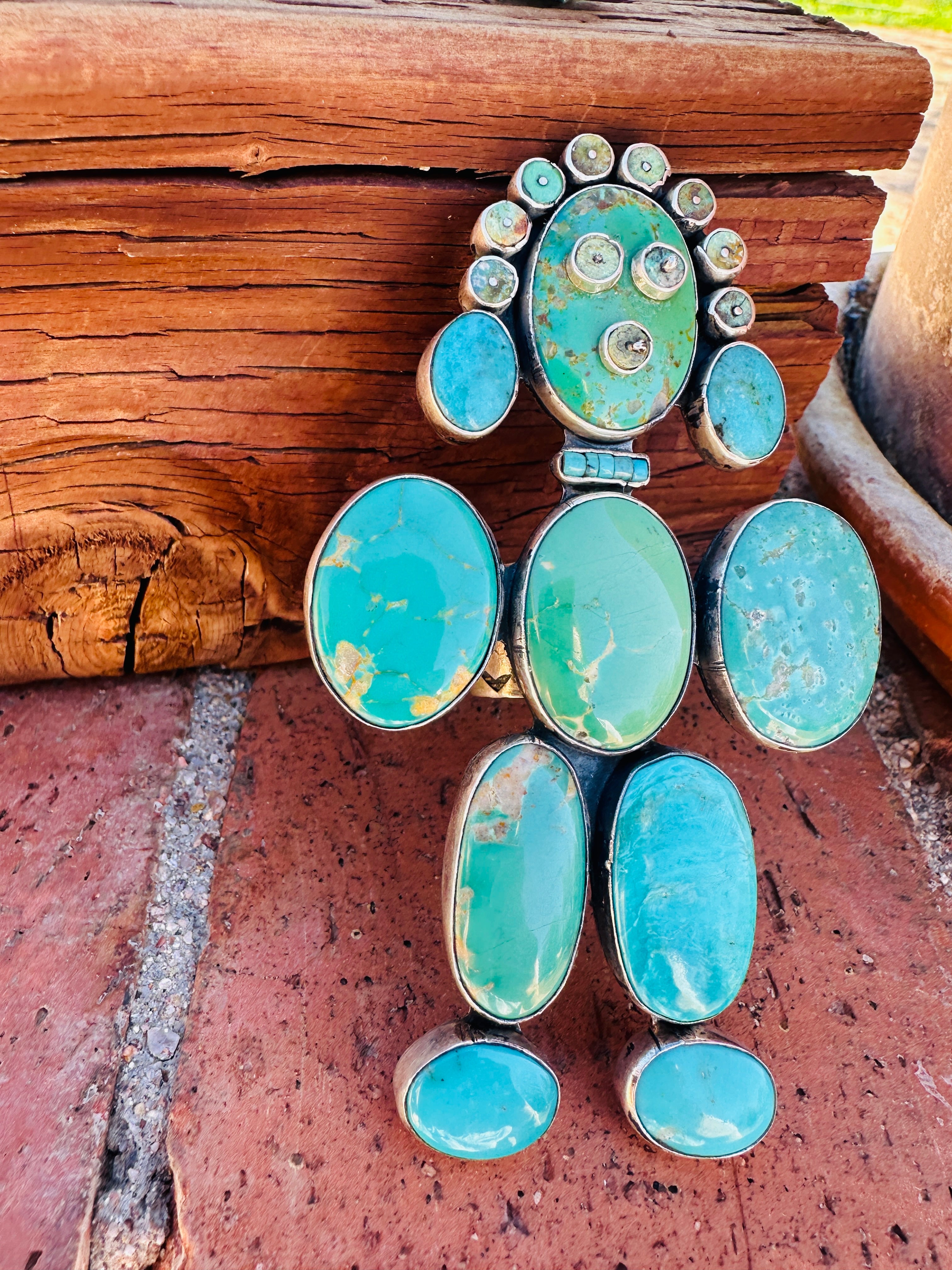 Handcrafted Turquoise & Sterling Silver Adjustable Kachina Ring by Federico Jimenez