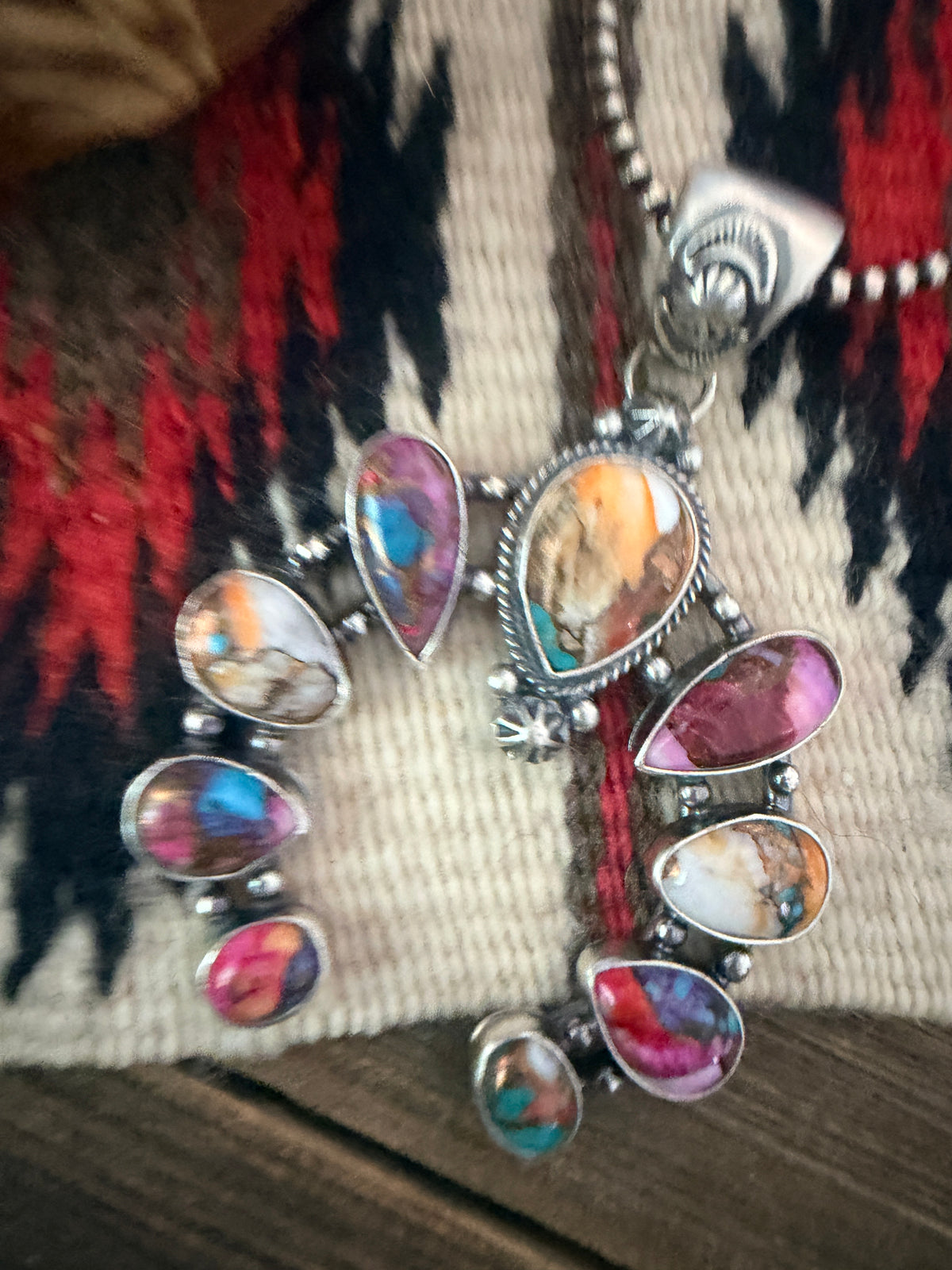 Handcrafted Sterling Silver & Multi Stone Naja Pendant by Joe Begay