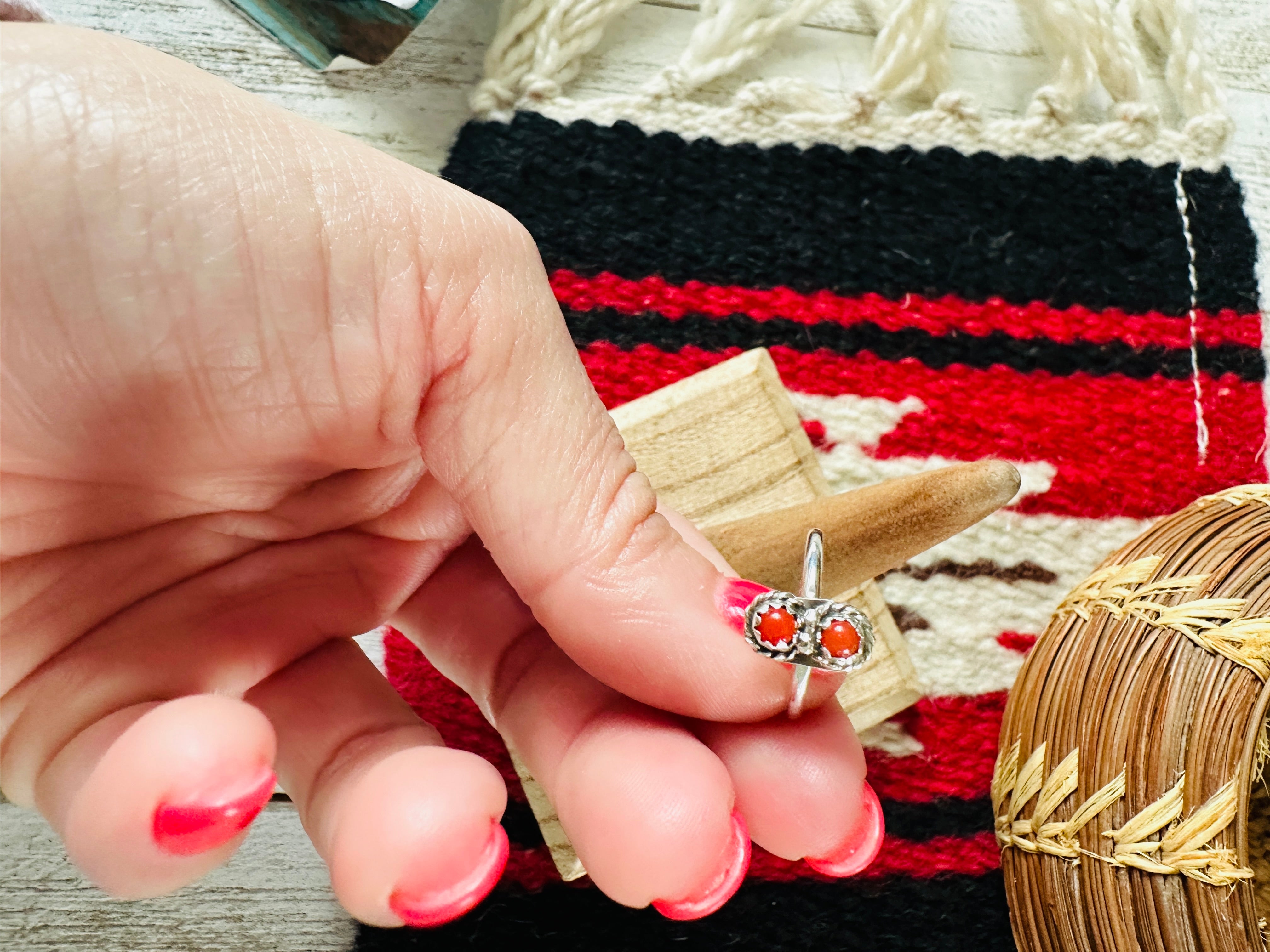 Navajo Sterling Silver & Coral Ring