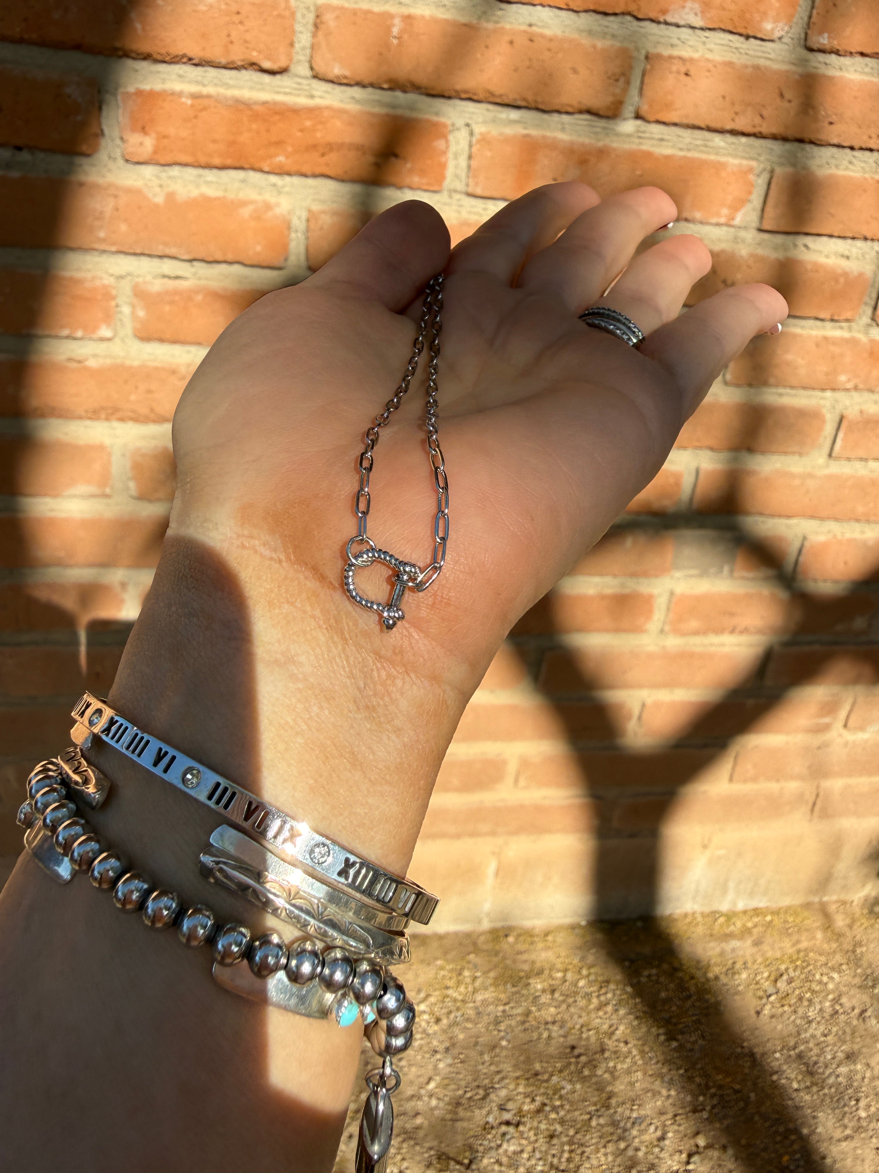 “The Golden Collection” Handmade Silver Plated Chain Dainty HORSE BIT Necklace