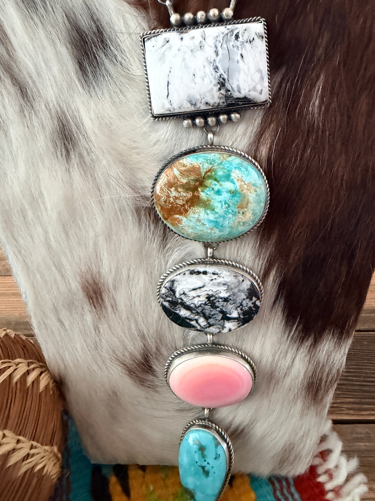 Handcrafted Multi Stone & Sterling Silver Lariat Necklace by Vicky Hicks