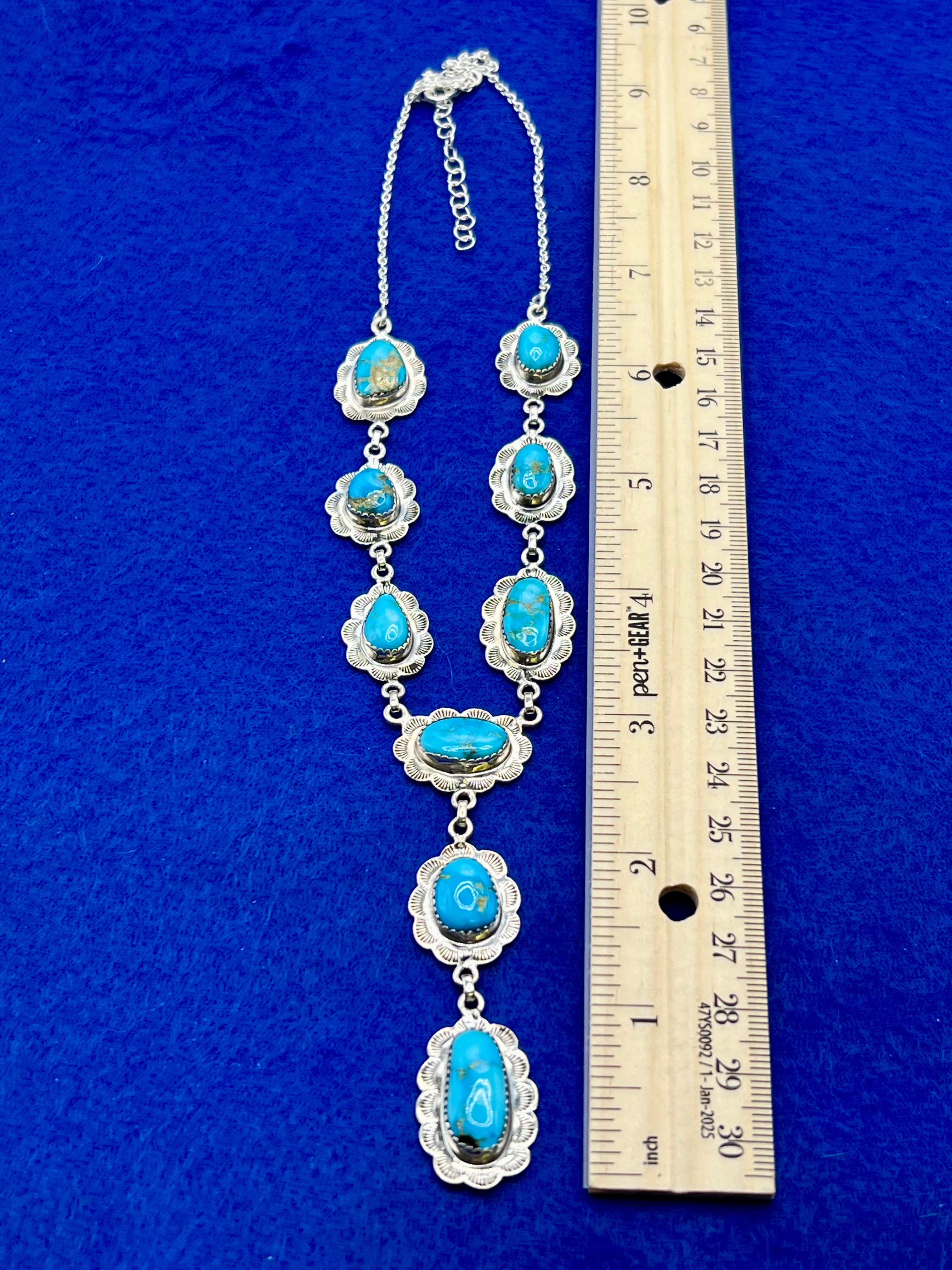 Handmade South Hill Sonoran Turquoise Sterling Silver Necklace