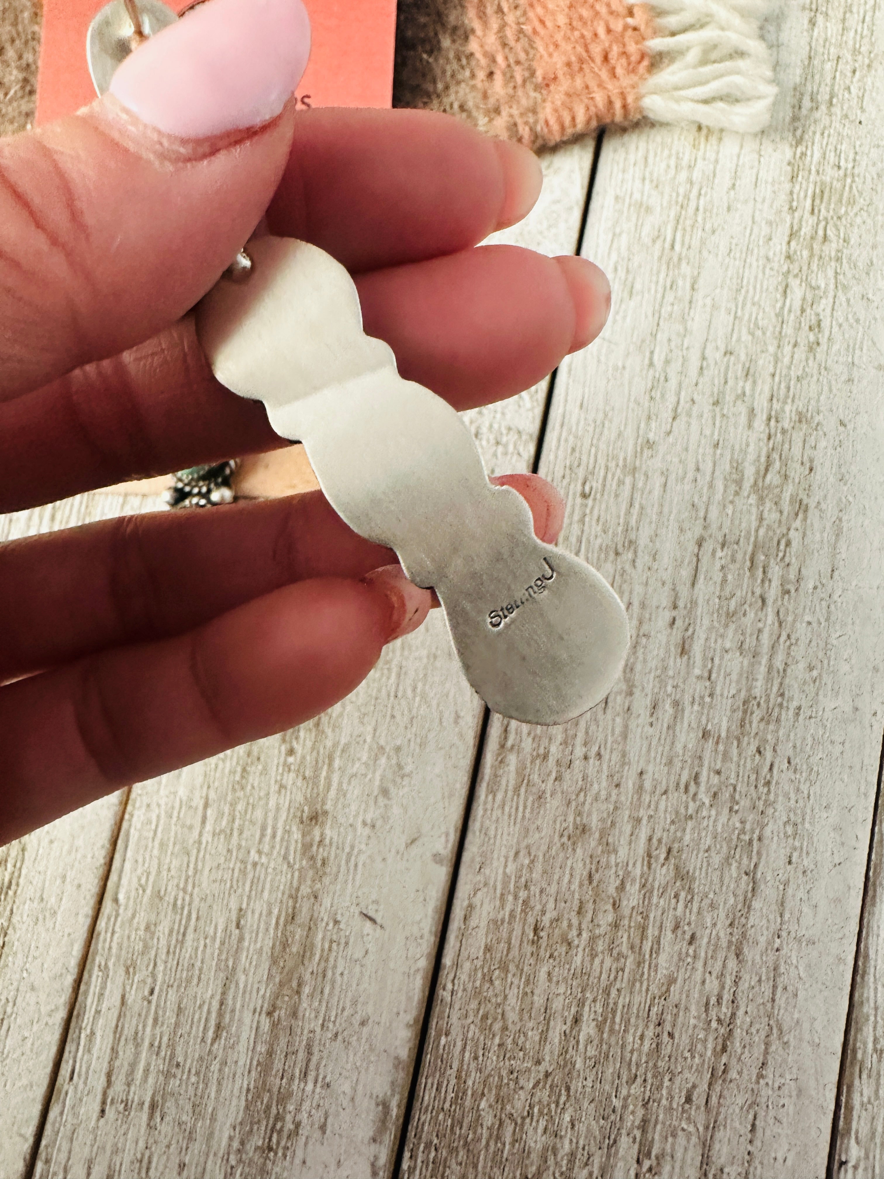 Navajo Variscite and Sterling Silver Dangle Earrings