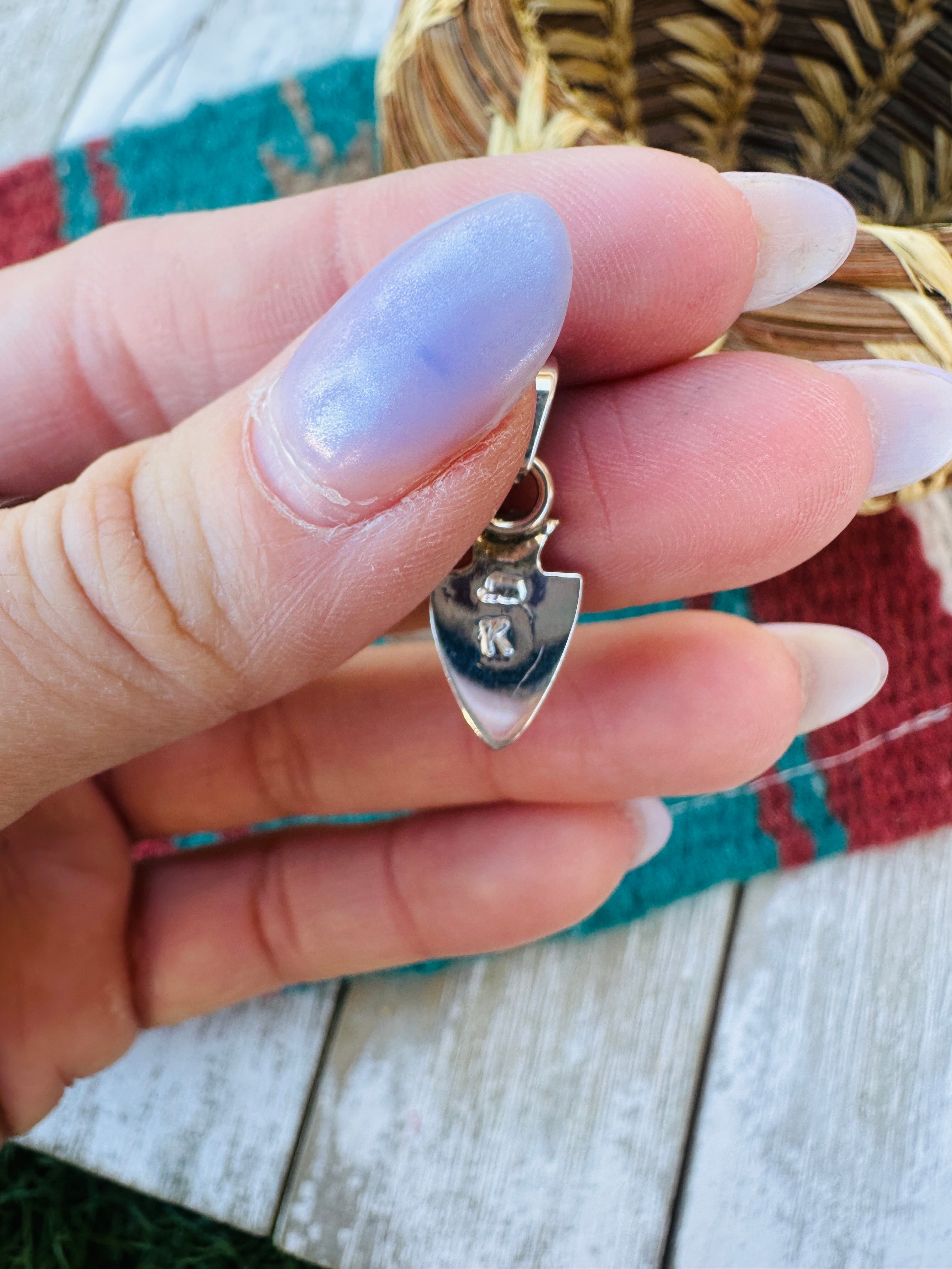 Handcrafted Sterling Silver and Turquoise Arrowhead Mini Pendant