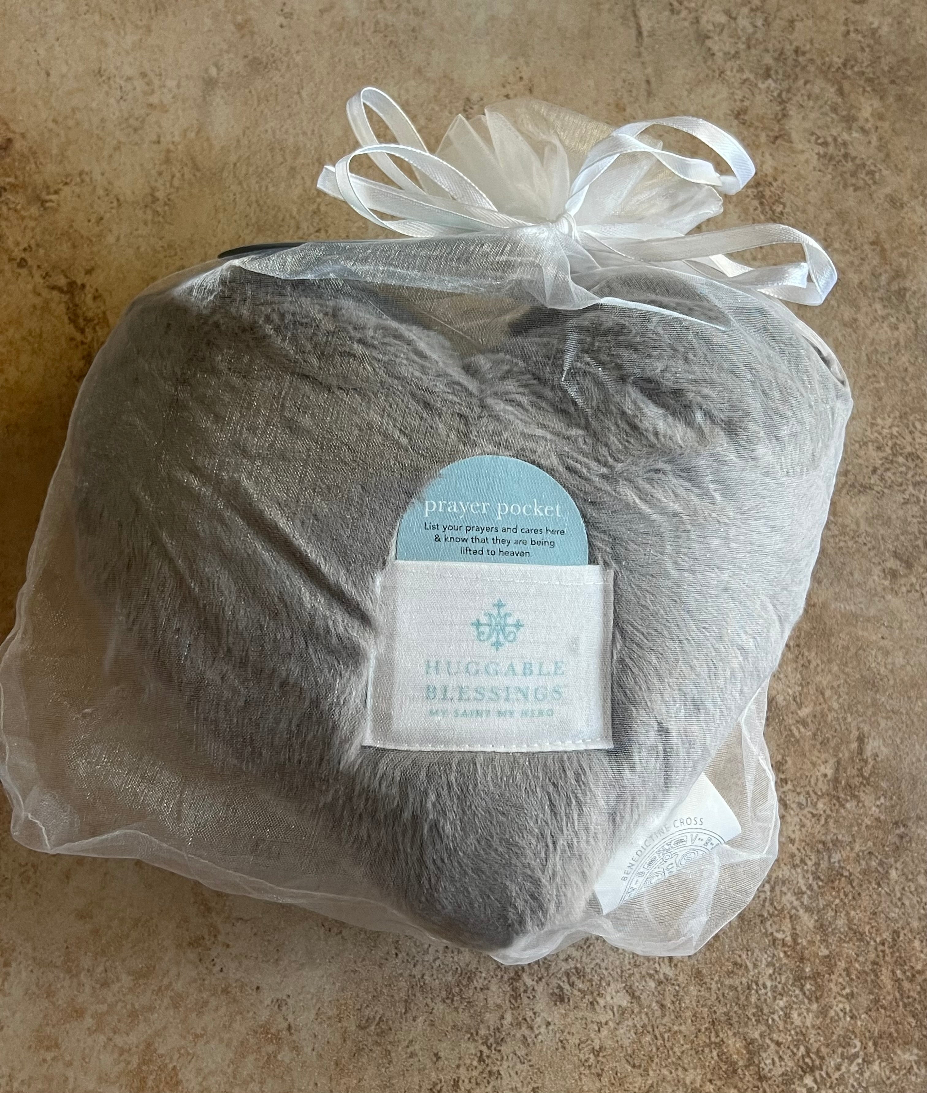 Huggable Heart Prayer Pillow (Grey)