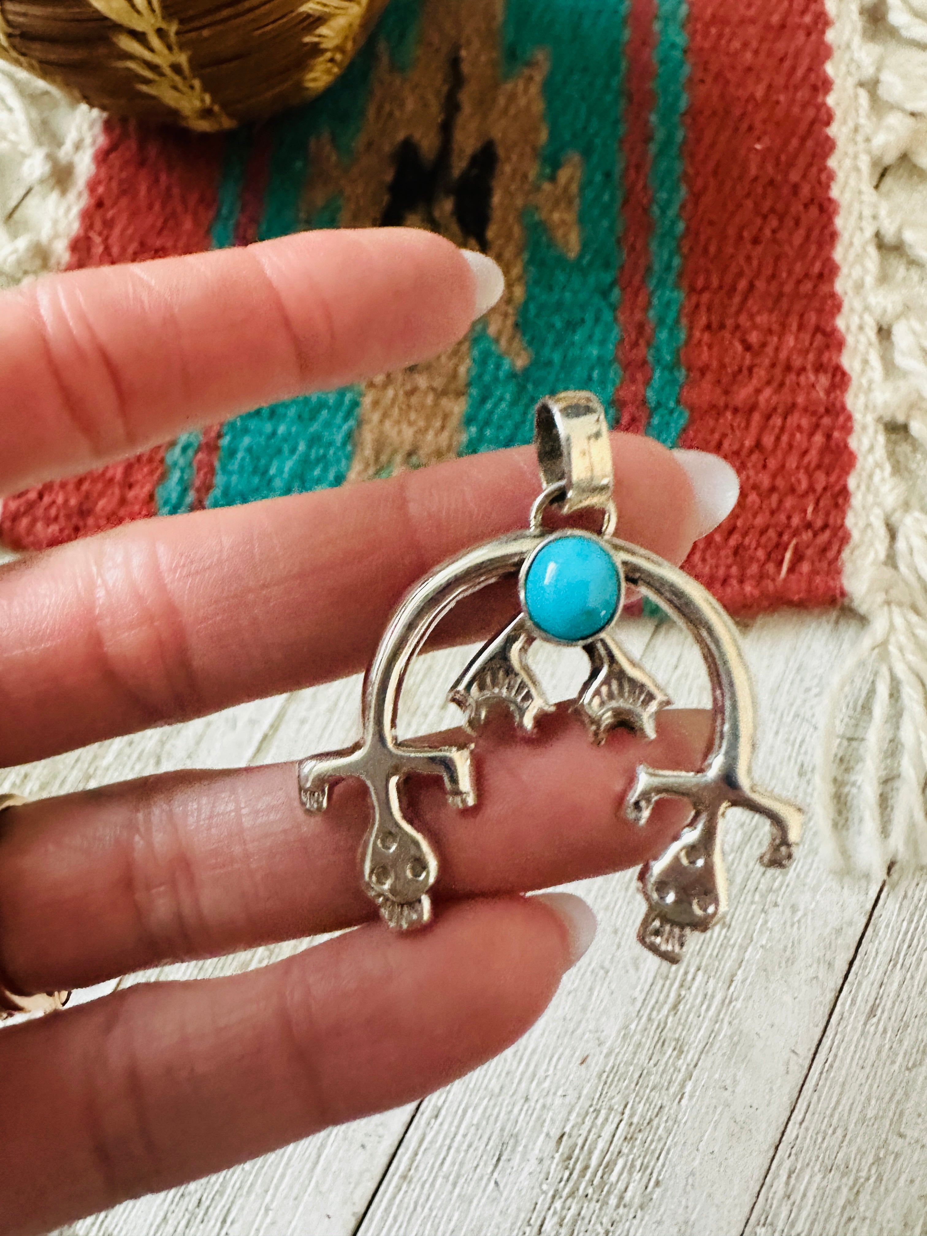 Handcrafted Sterling Silver & Turquoise Naja Pendant