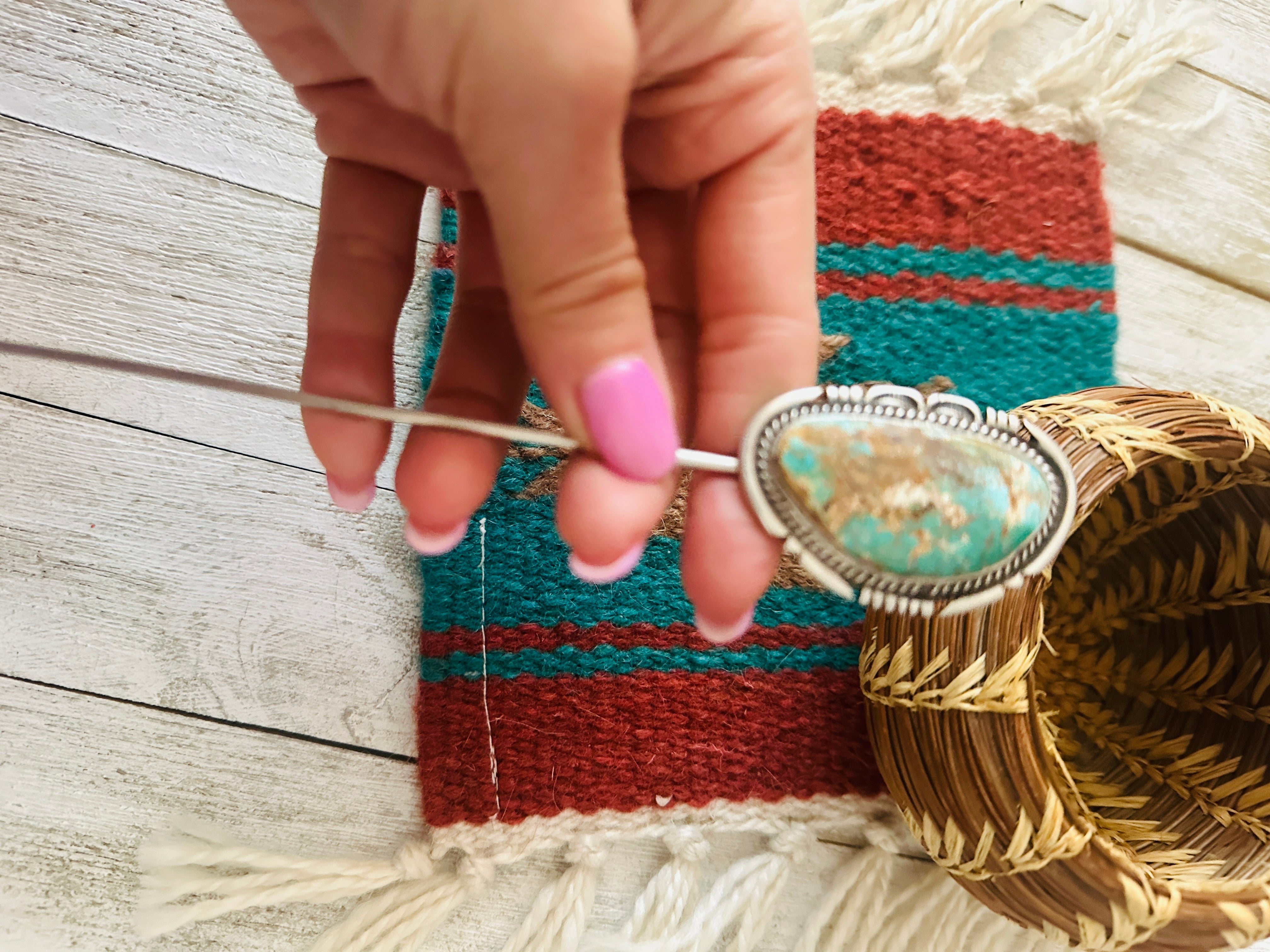 Navajo Turquoise & Sterling Silver Hair Pin