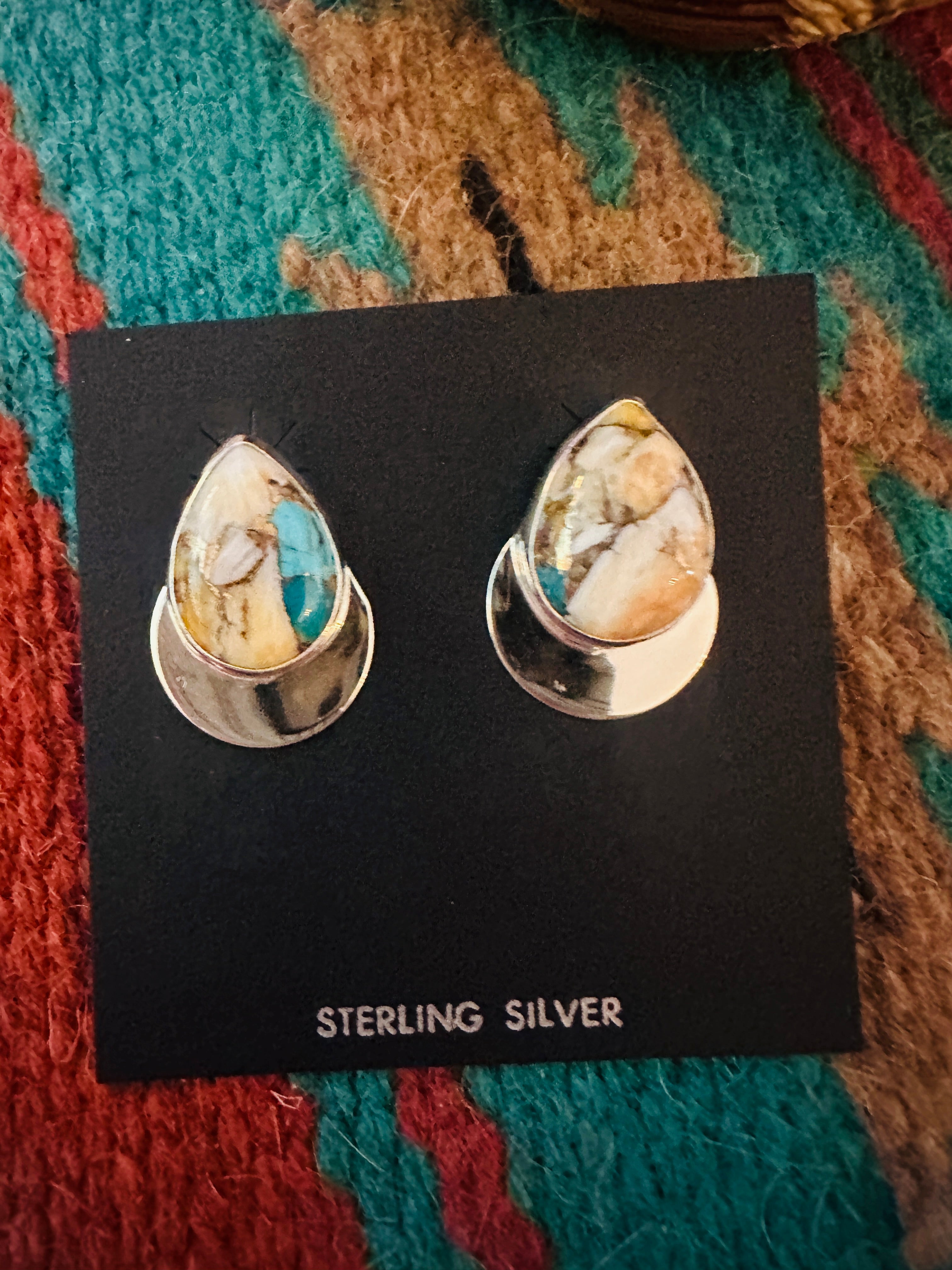 Navajo Spice & Sterling Silver Post Earrings