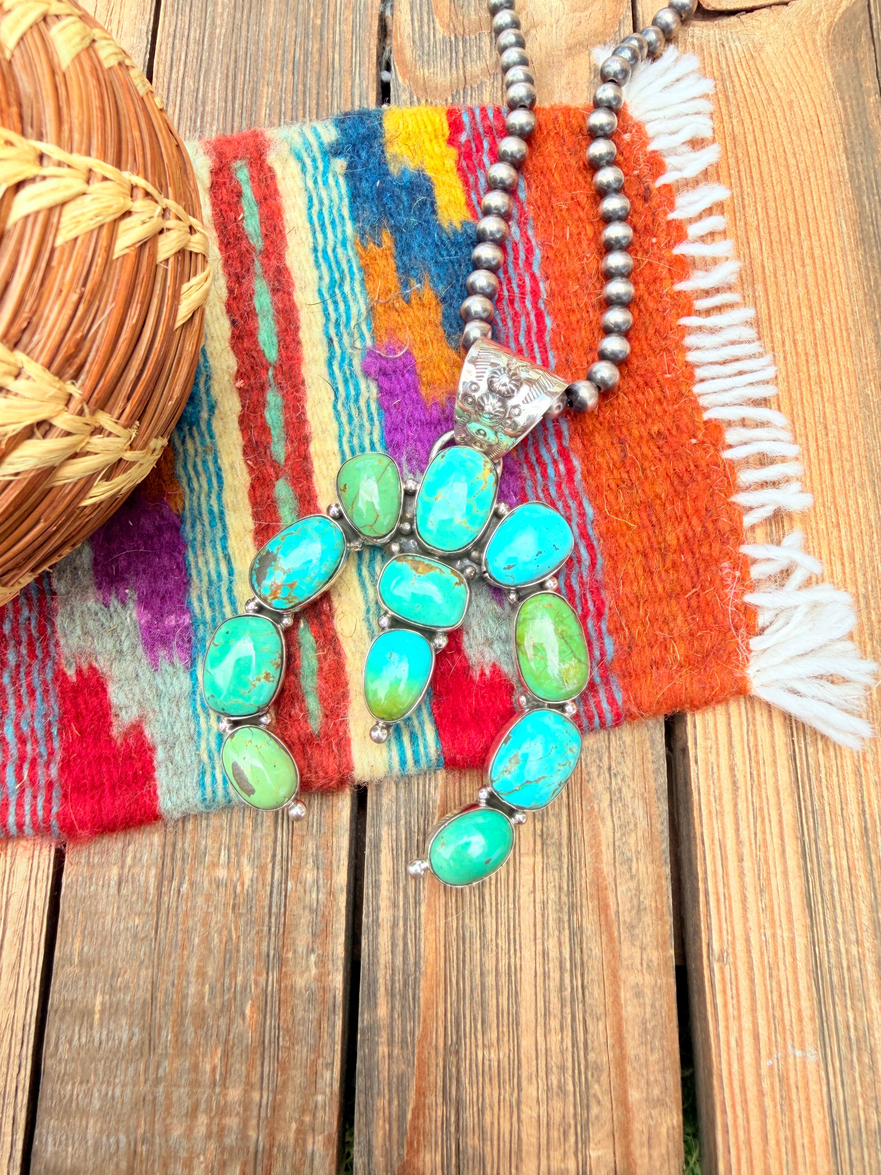Handmade Sterling Silver Turquoie Naja Pendant By Dan Dodson larger style