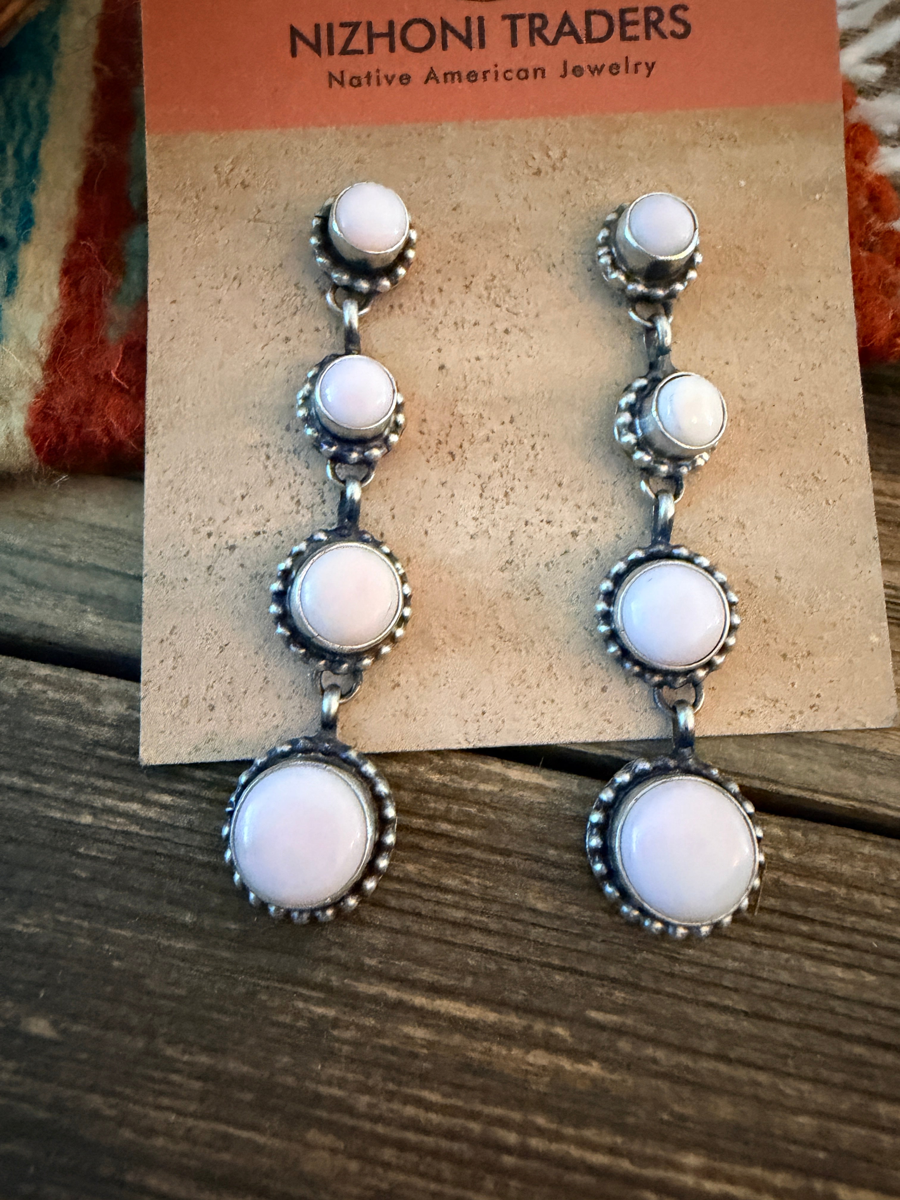 Handcrafted Queen Pink Conch & Sterling Silver Dangle Earrings