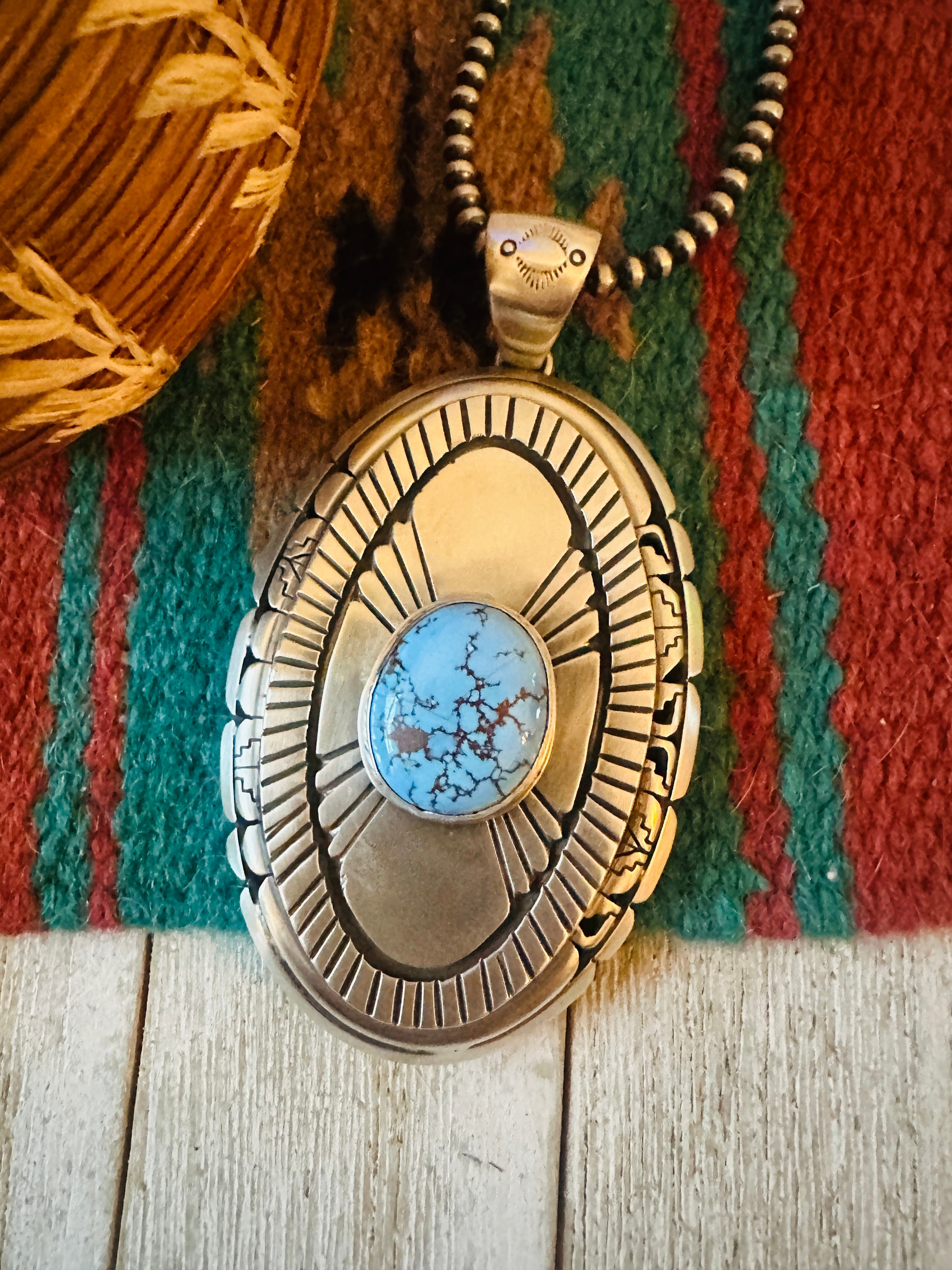 Handcrafted Golden Hills Turquoise & Sterling Silver Pendant